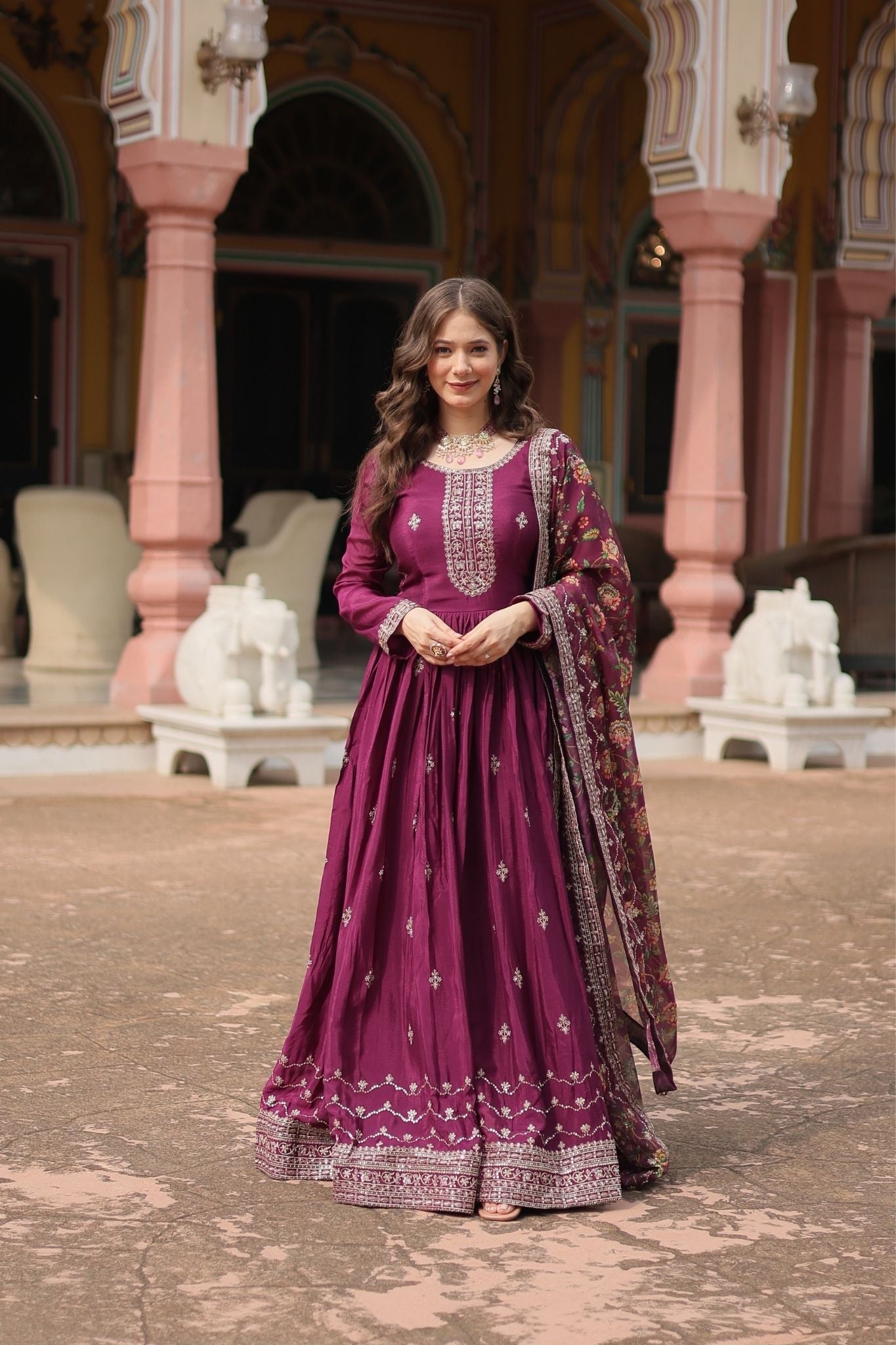 Stunning Sequins Embroidered Work Wedding Anarkali Set