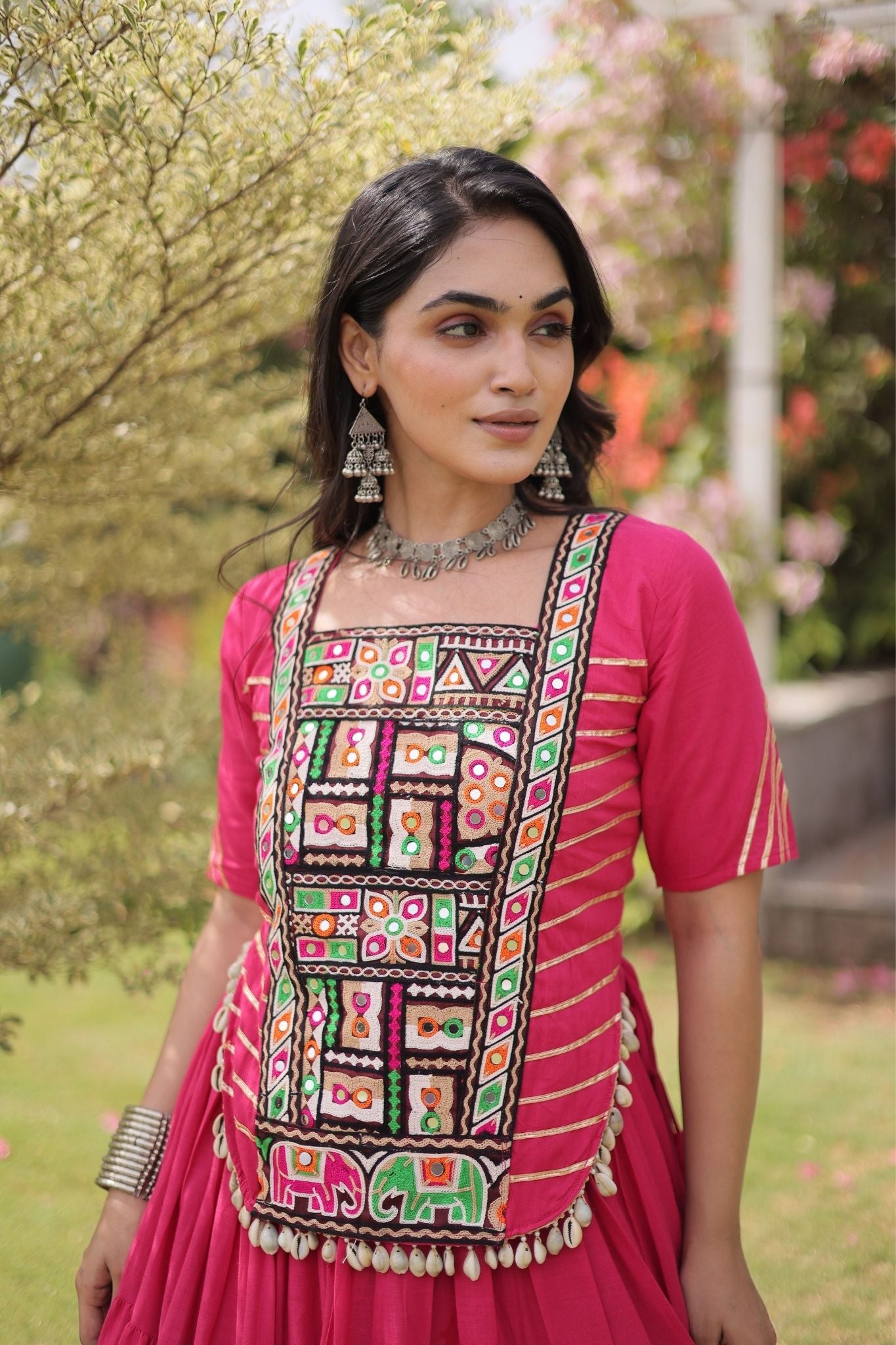 Raasrang Premium Kora Cotton Kutchi Patchwork Navratri Festival Lehenga Choli For Women