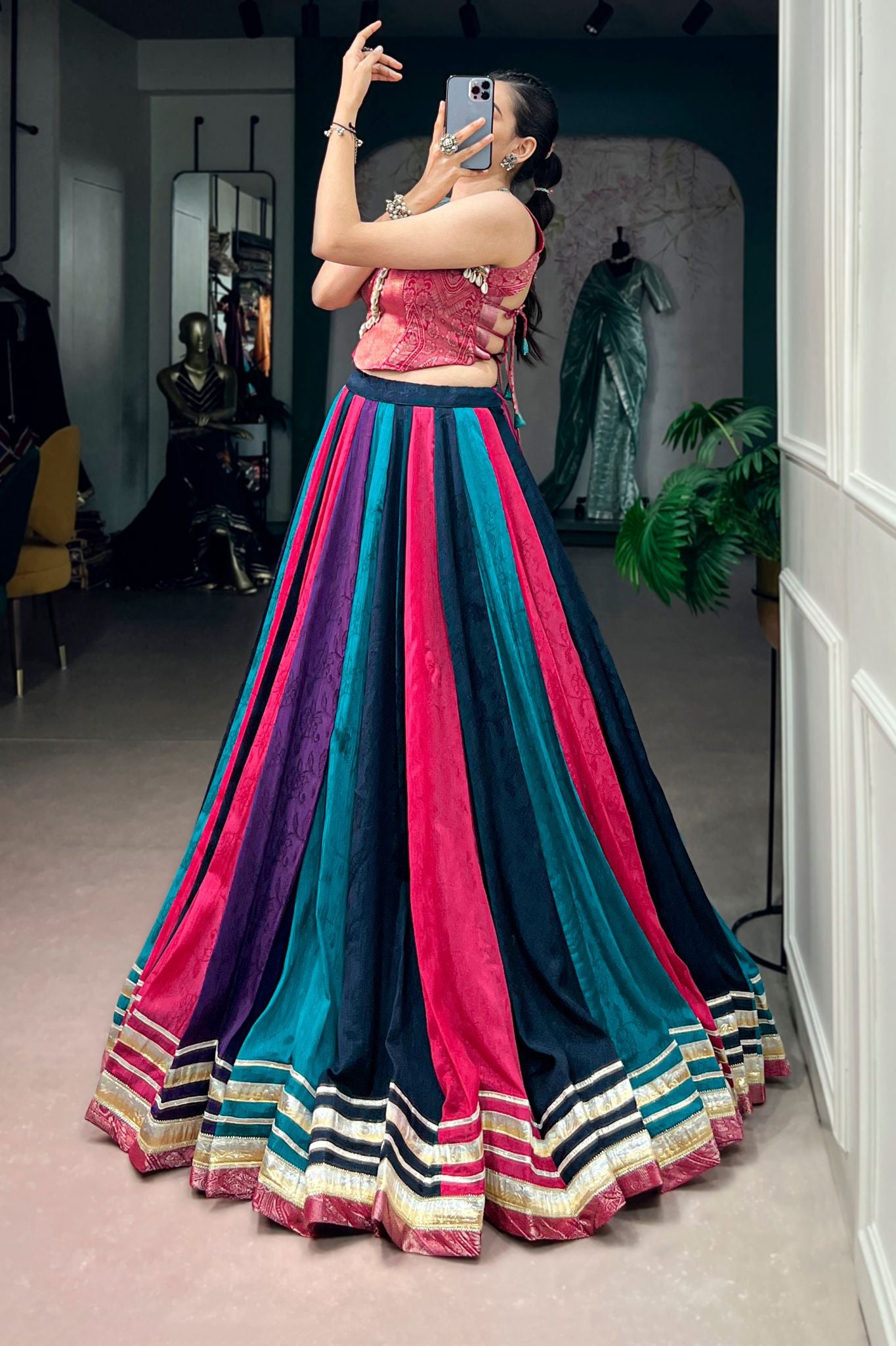 Raasrang Multicolor Rich Chinon Navratri Designer Lehenga Choli For Women