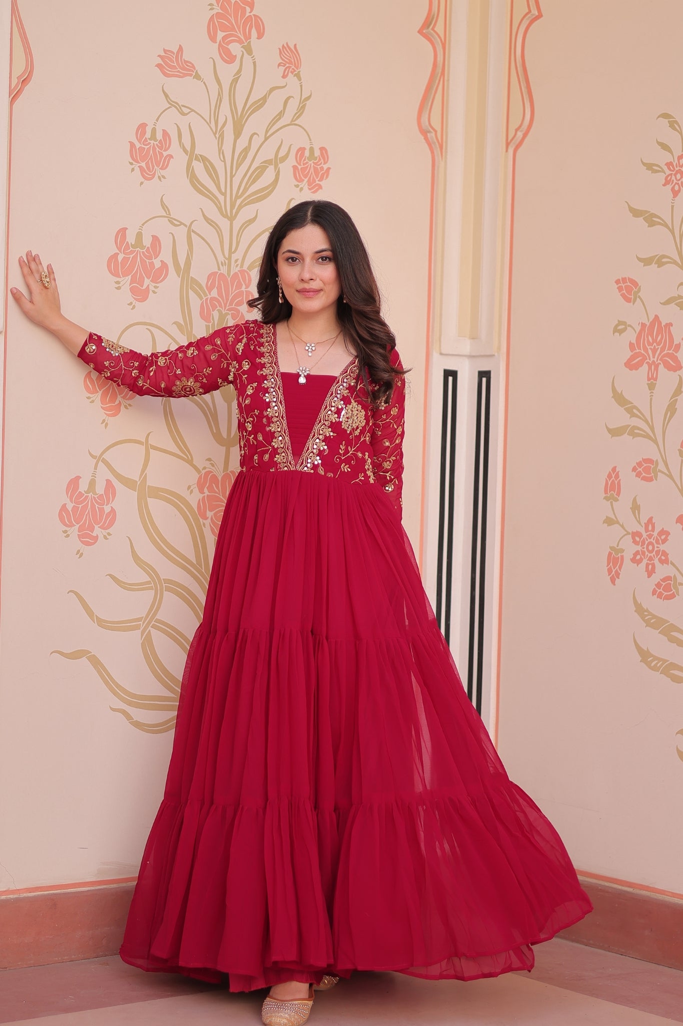 Sequins Zari Embroidered Work Wedding Designer Gown