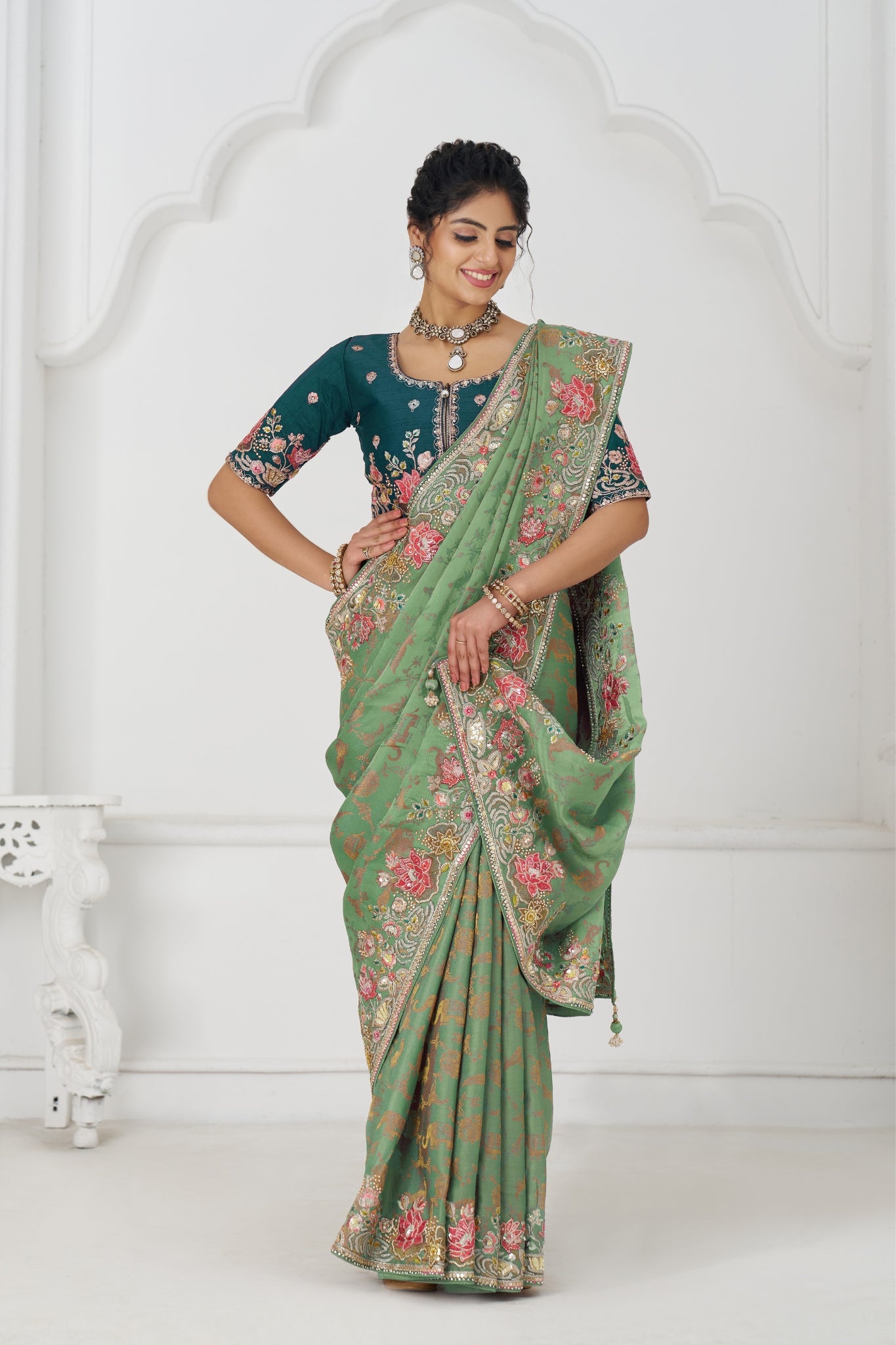 Green Pure Dola Viscose Silk Wedding Perfect Saree