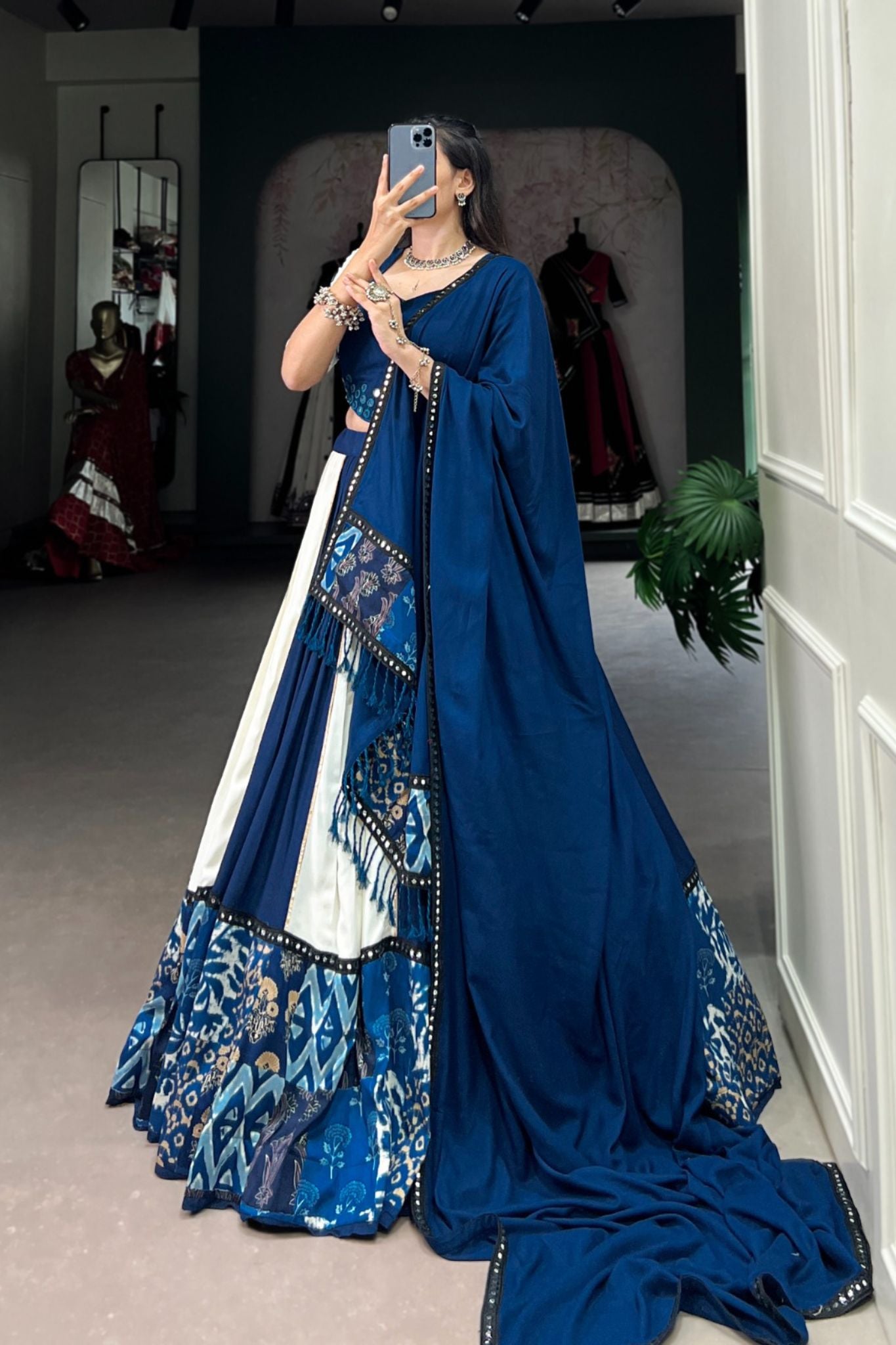 Blue Beauty Printed Stylish Navratri Lehenga Choli