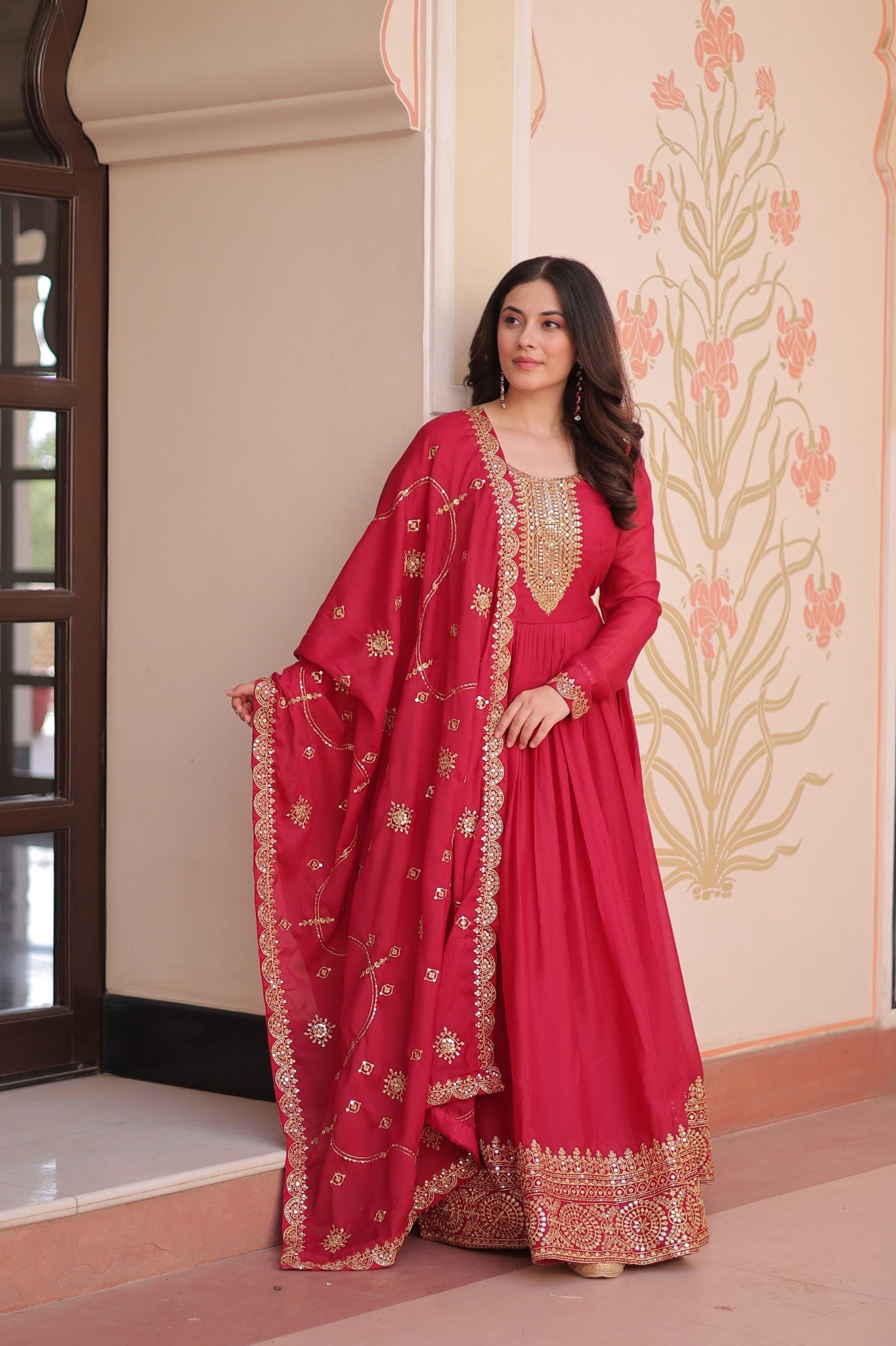 Designer Gown With Zari Sequins Elegance