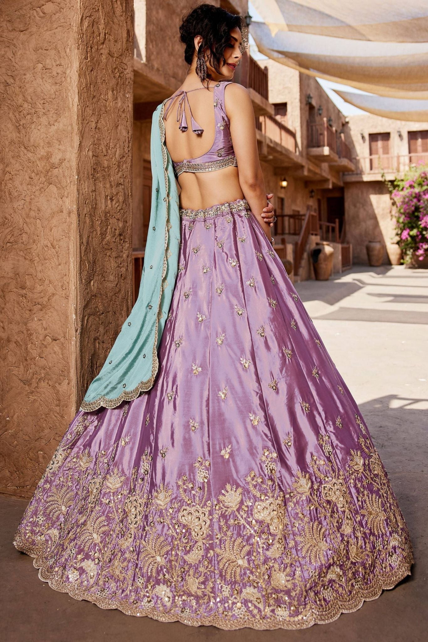 Lavender Purple Designer Art Silk Wedding Lehenga Choli