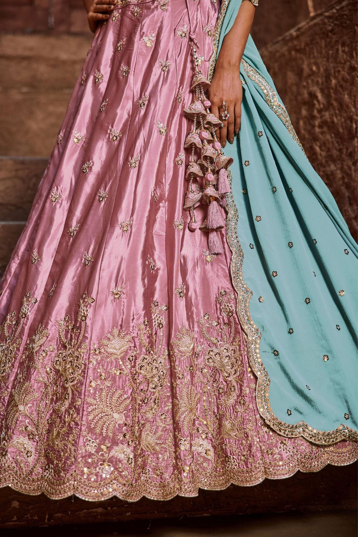 Blush Pink Designer Art Silk Wedding Lehenga Choli
