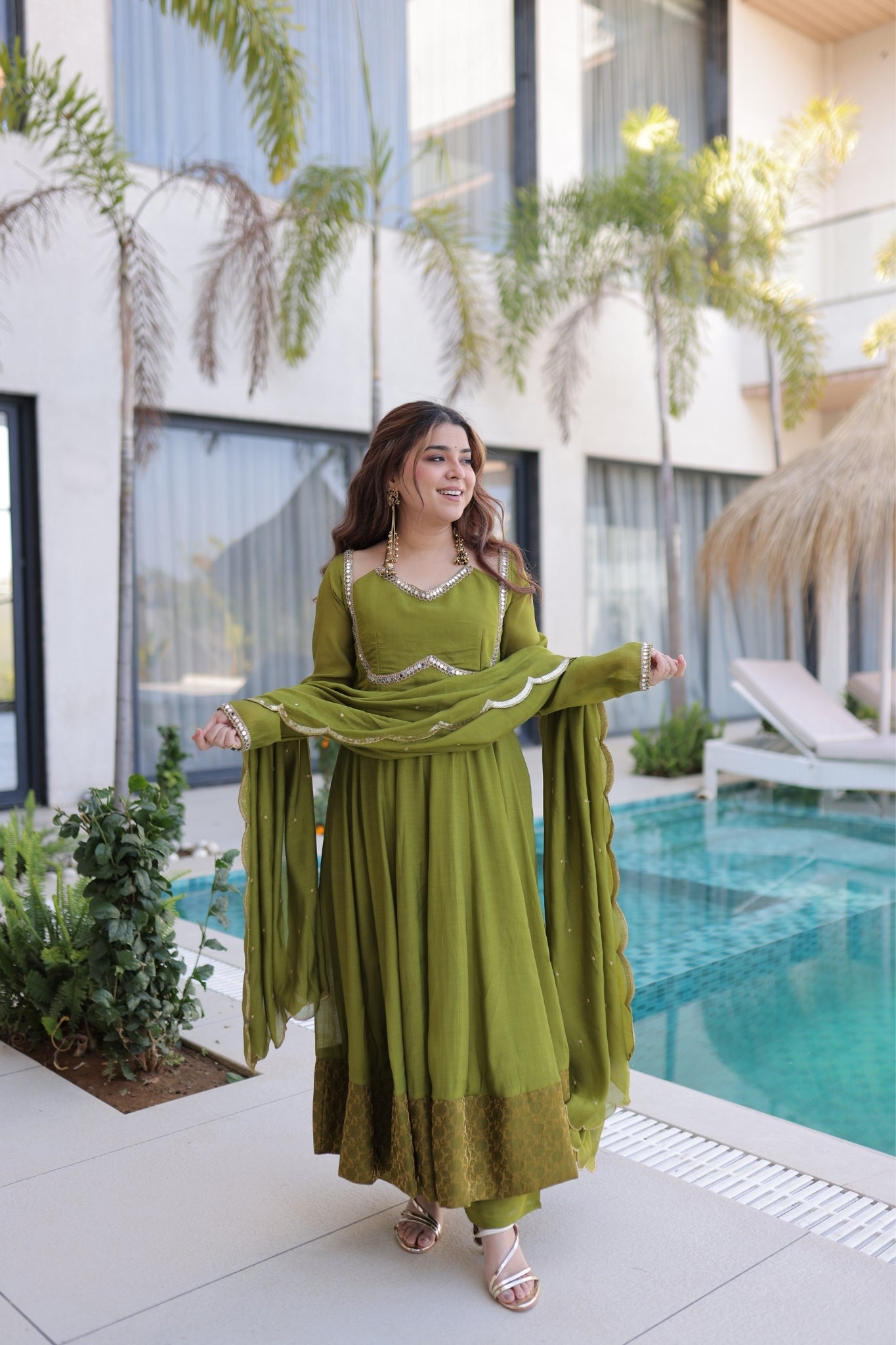 Premium Flared Anarkali Set with Dupatta