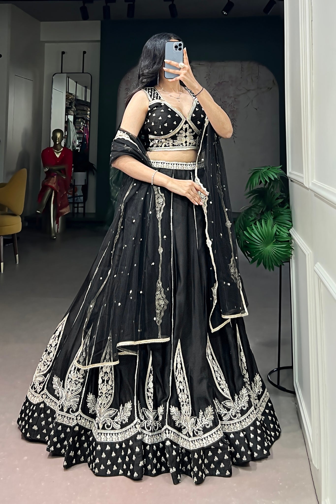 Acriine Luxe Black Naysha Silk Designer Lehenga Choli With Thread & Sequins Embroidery