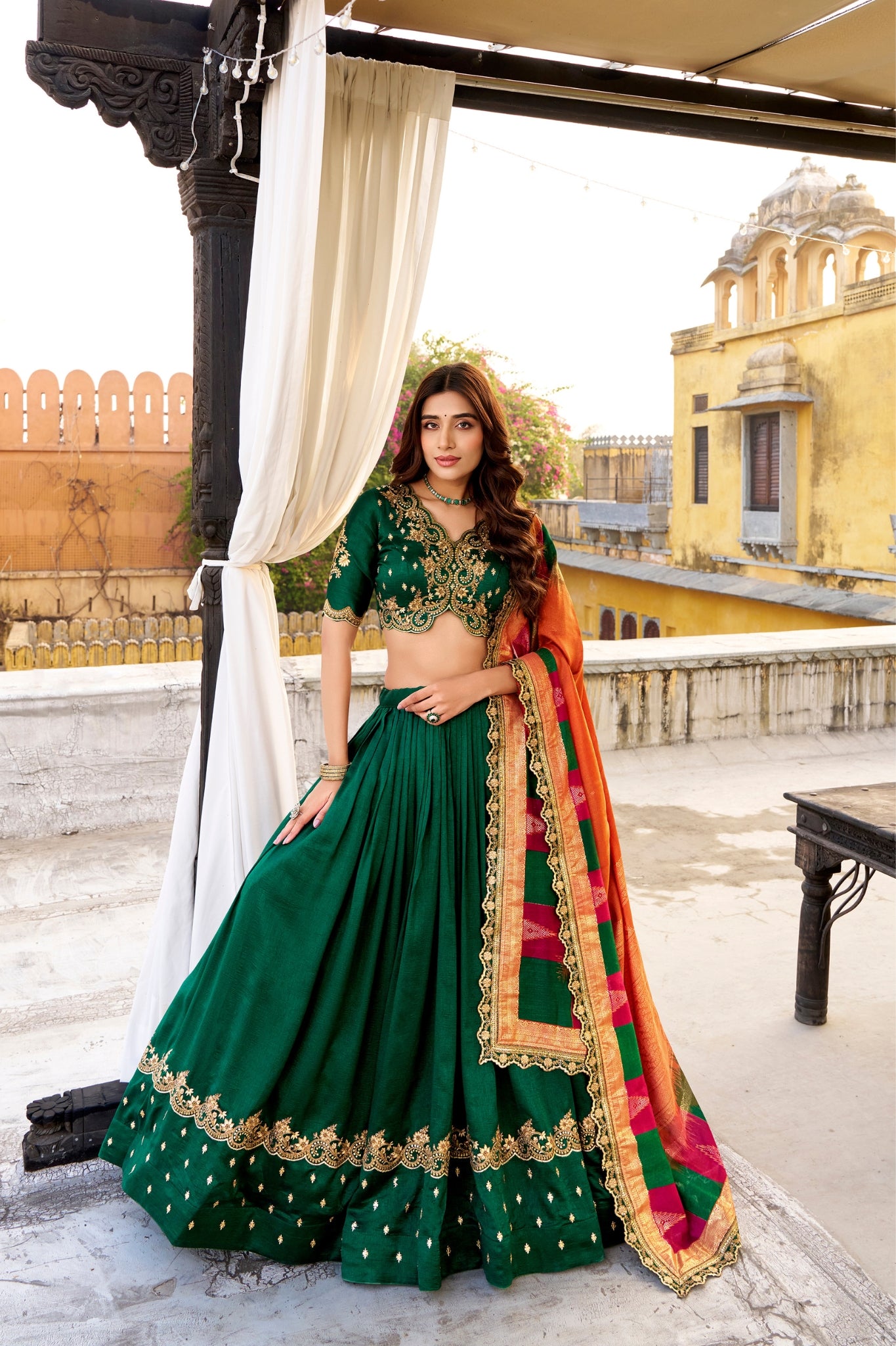 Elegant Vichitra Silk Embroidery Lehenga Choli