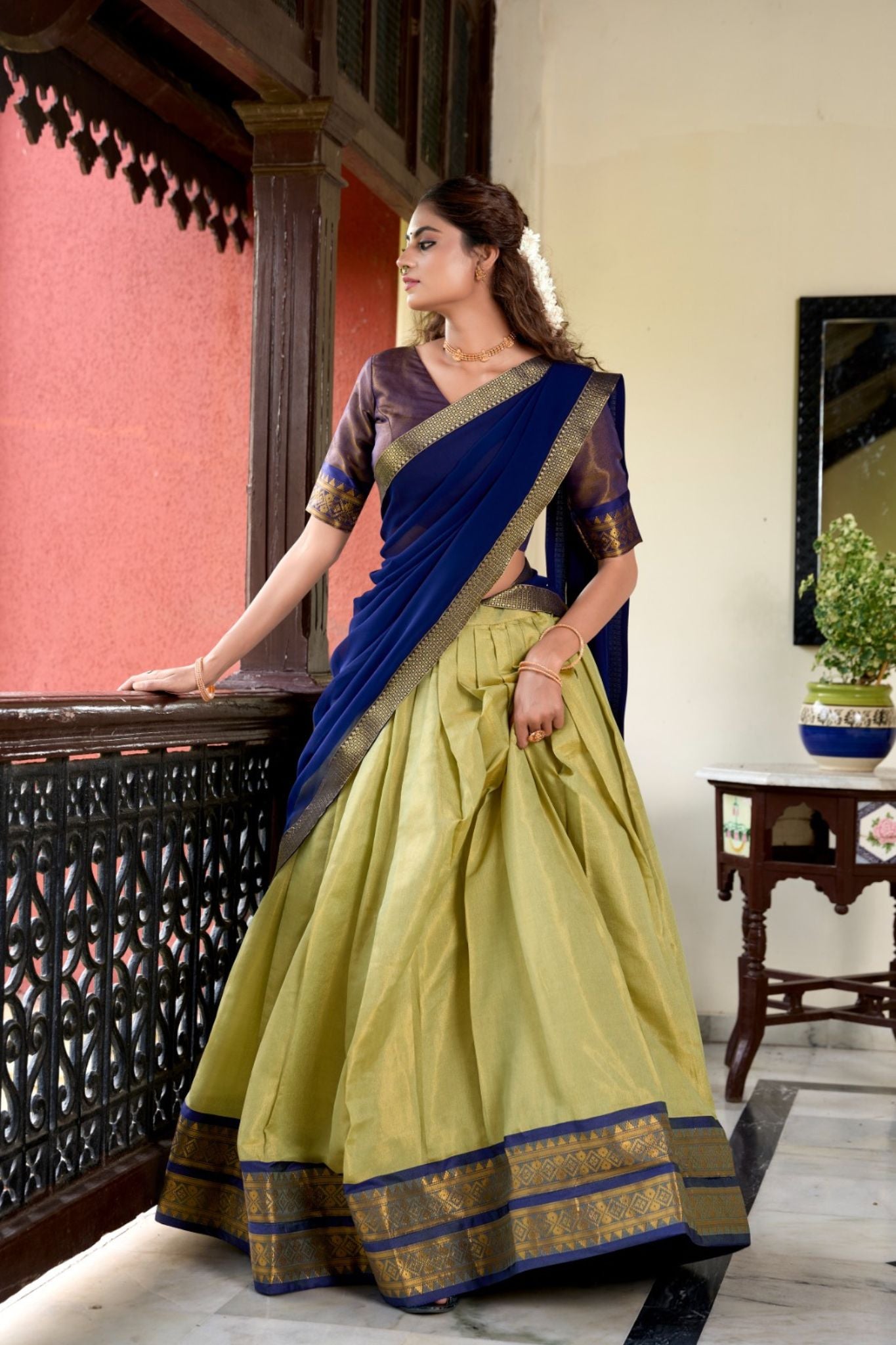 Kanchipuram Zari Weaving Work Lehenga Choli