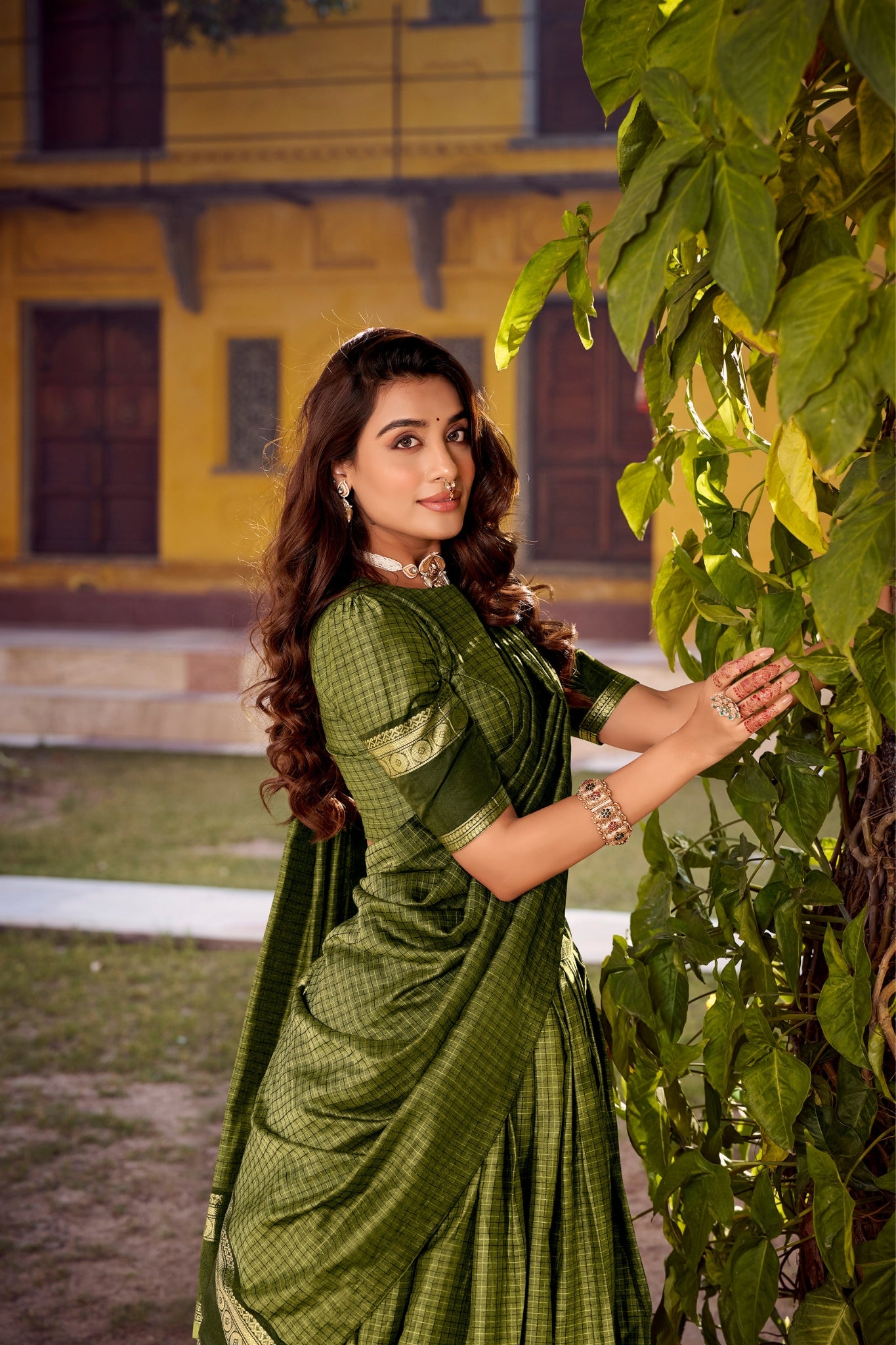 Premium Chettinad Cotton Zari Weaving South Indian Ethnic Lehenga Set