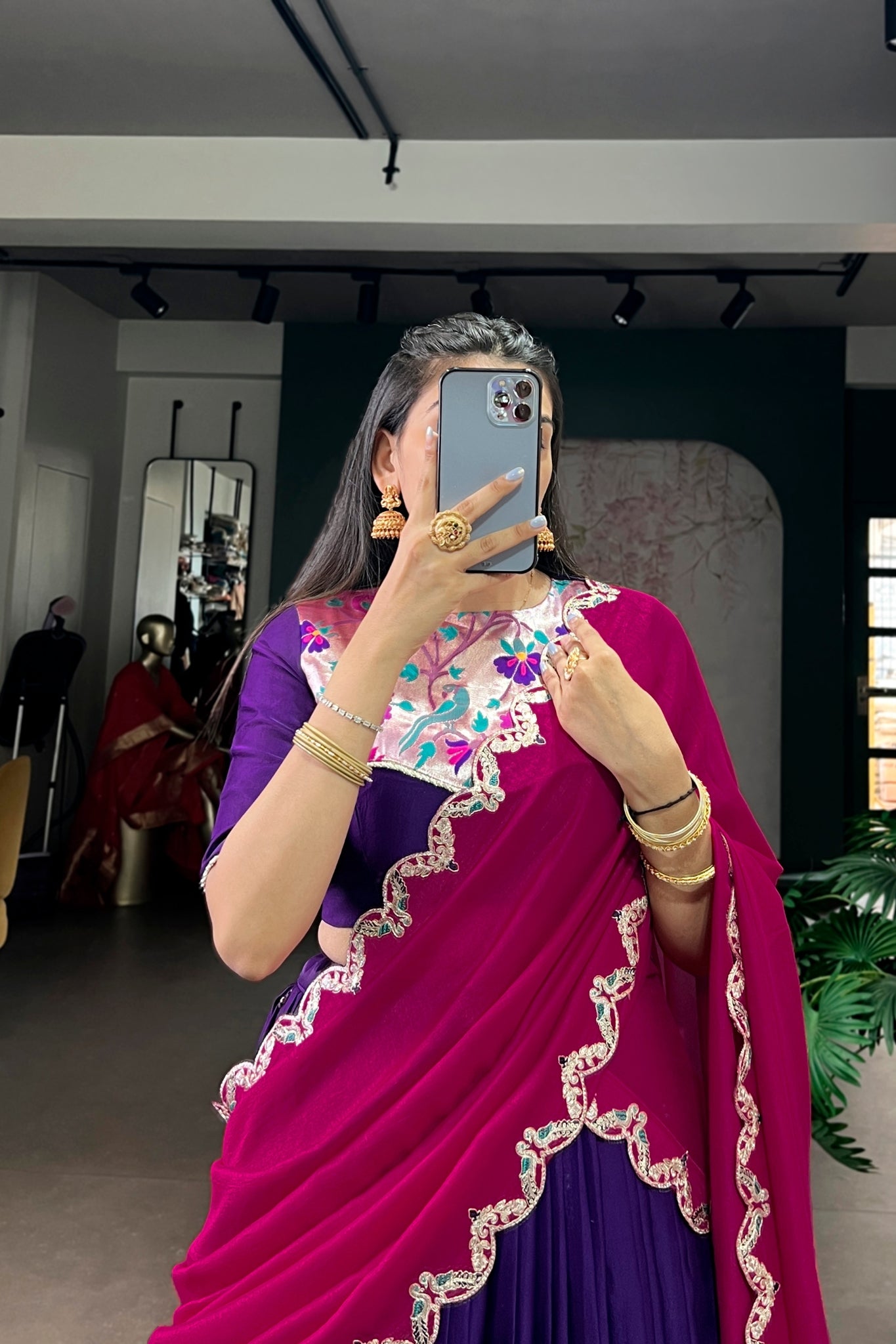 Naysha Purple & Magenta Embroidered Lehenga Choli