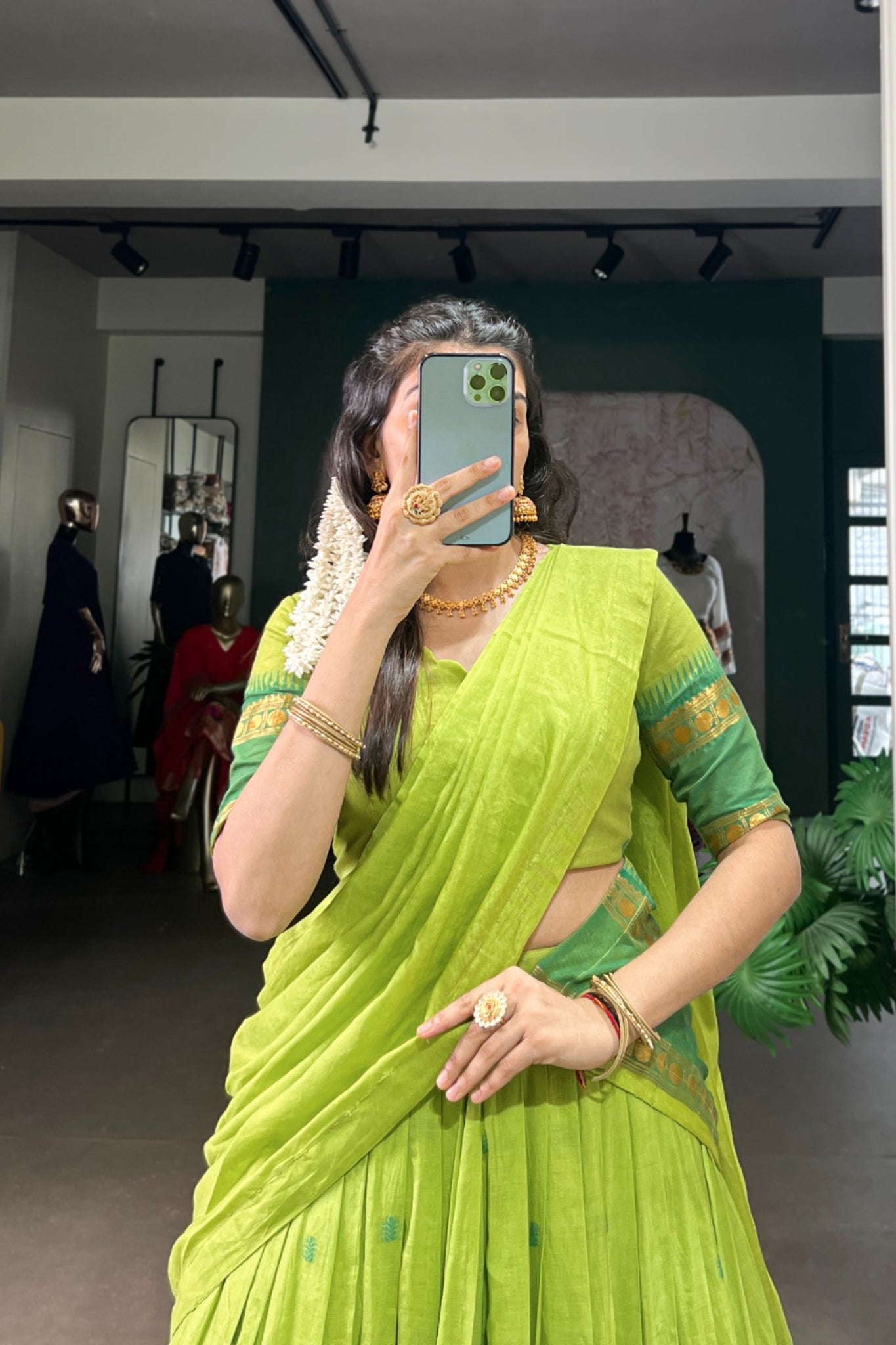 Pure Chanderi Zari Weaving Work South Indian Lehenga Choli
