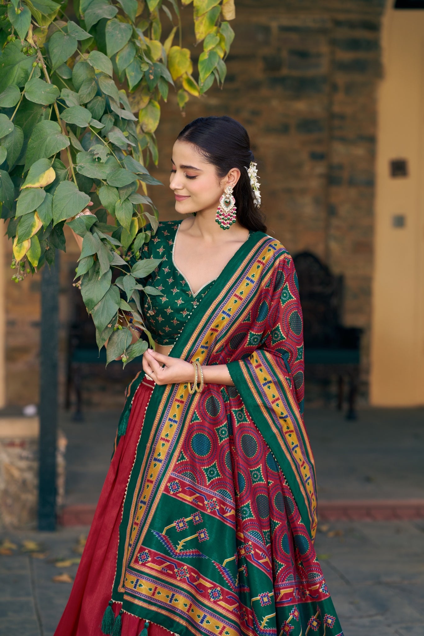 Premium Printed Festive Tasar Silk Lehenga Choli Set For Women