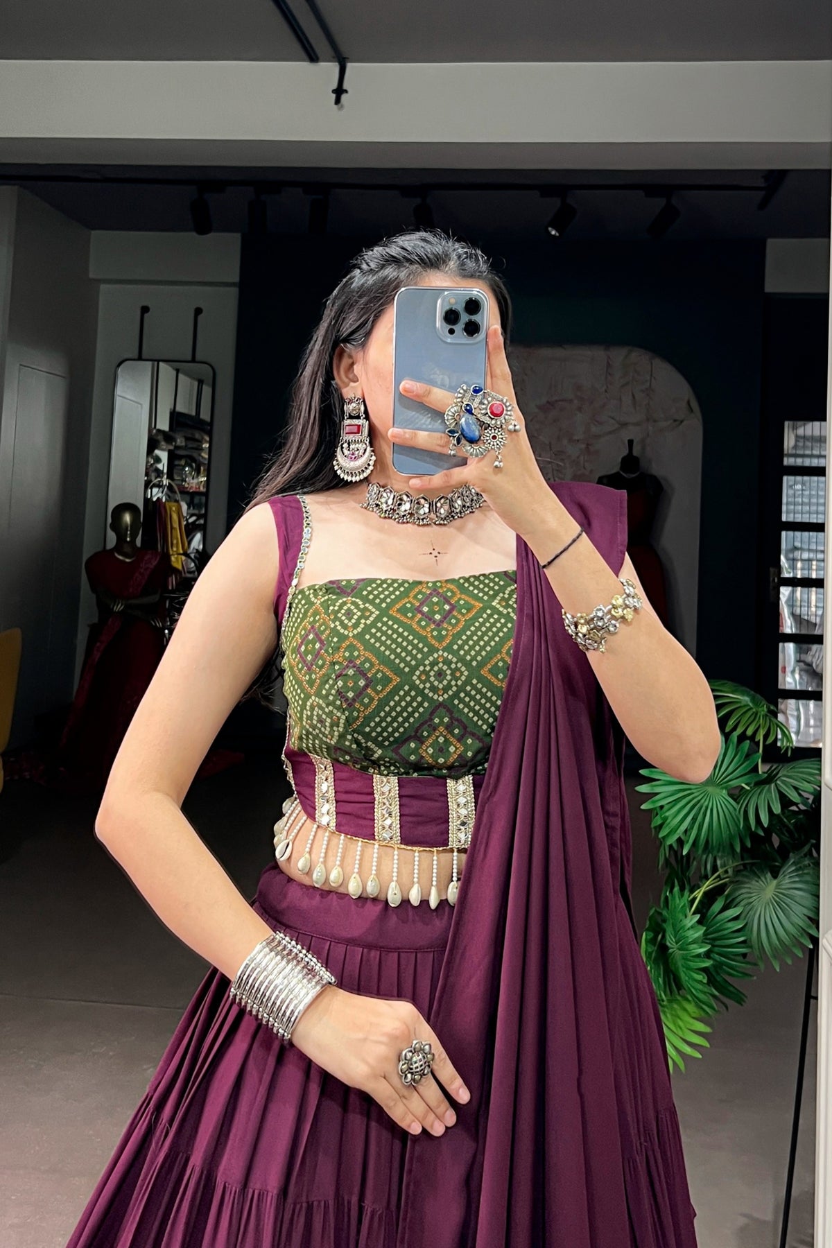Wine Rayon Navratri Designer Lehenga Choli
