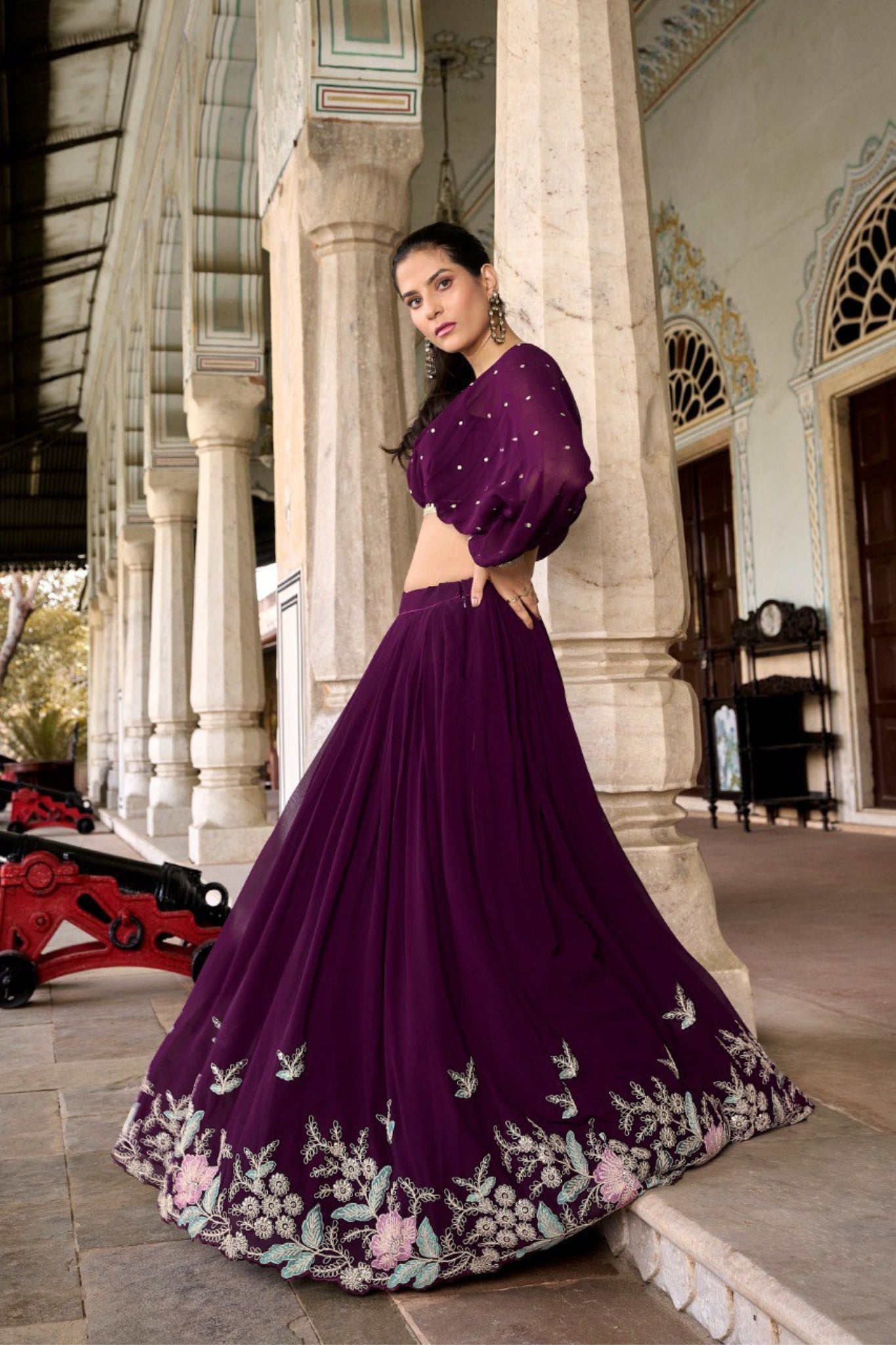 Georgette Embroidered Work Lehenga Co-Ord Set