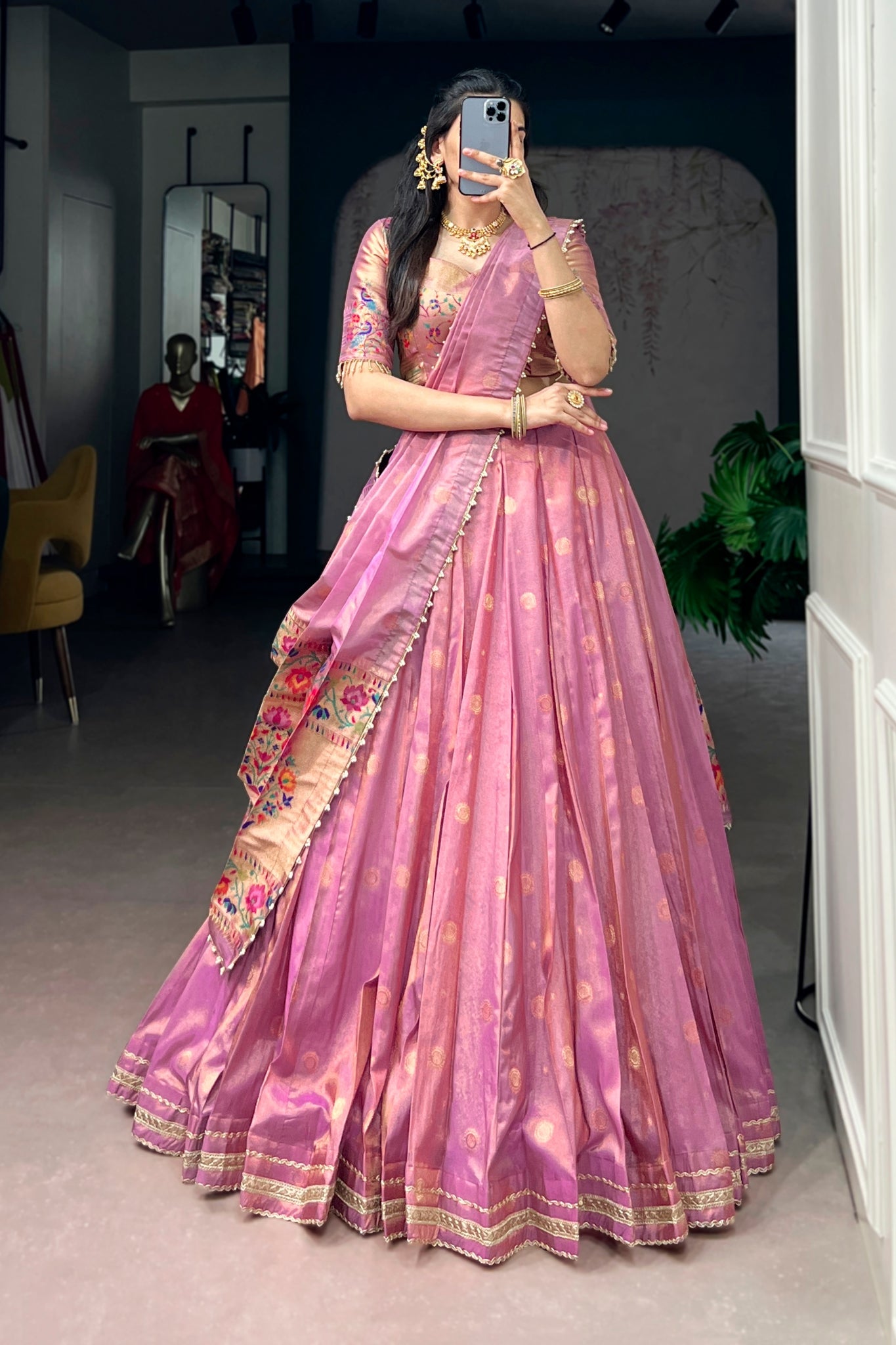 Premium Traditional Zari Weaving Wedding And Festive Wear Paithani Designer Lehenga Choli For Women