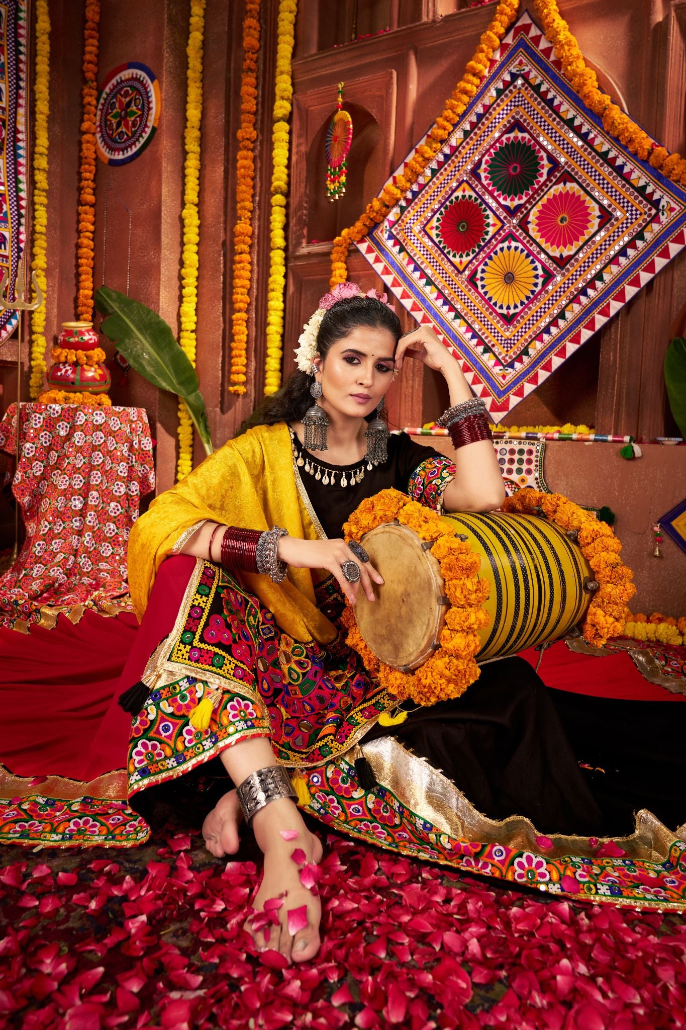 Multi Color Designer Viscose Cotton Traditional Navratri Special Lehenga Choli
