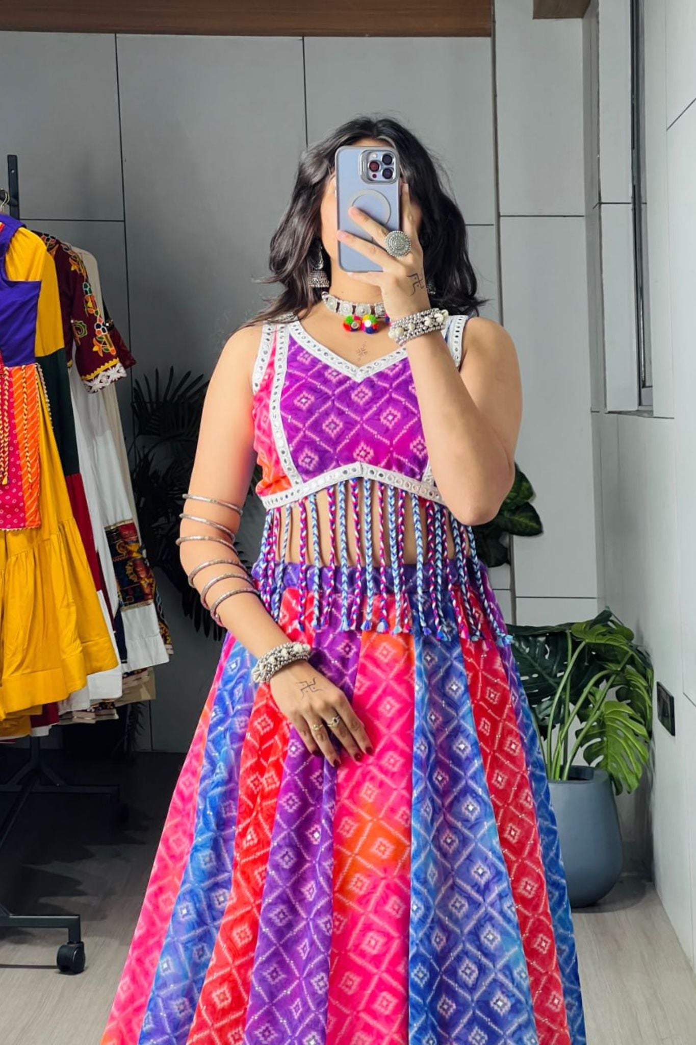 Raasrang Multicolor Foil Print Navratri Designer Lehenga Choli