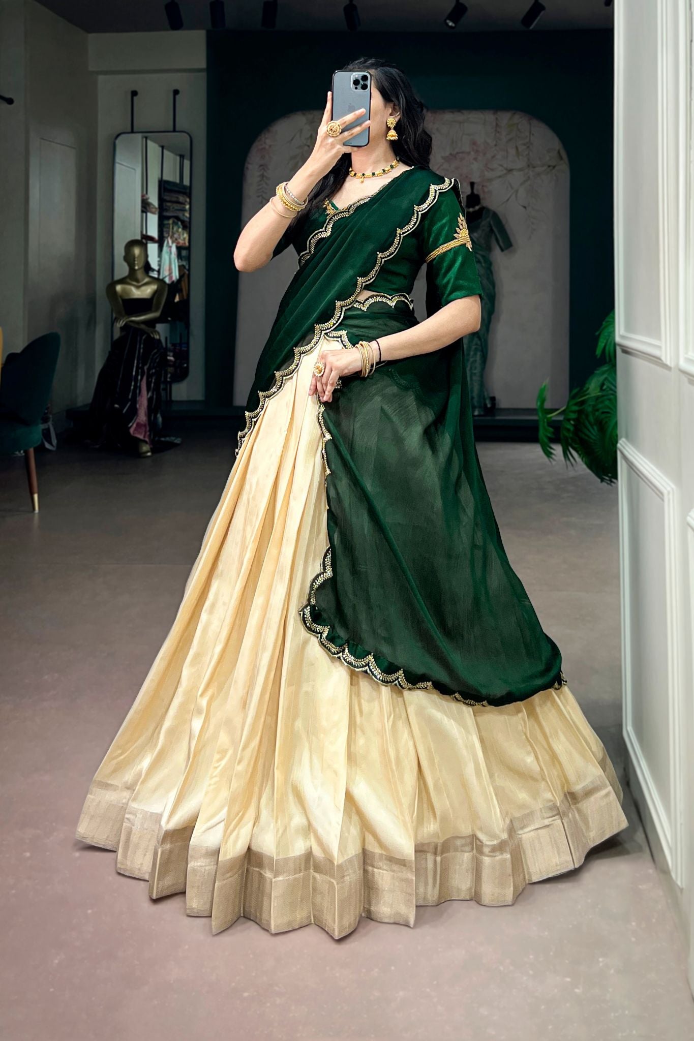 South Indian Style Onam Lehenga Choli for Women