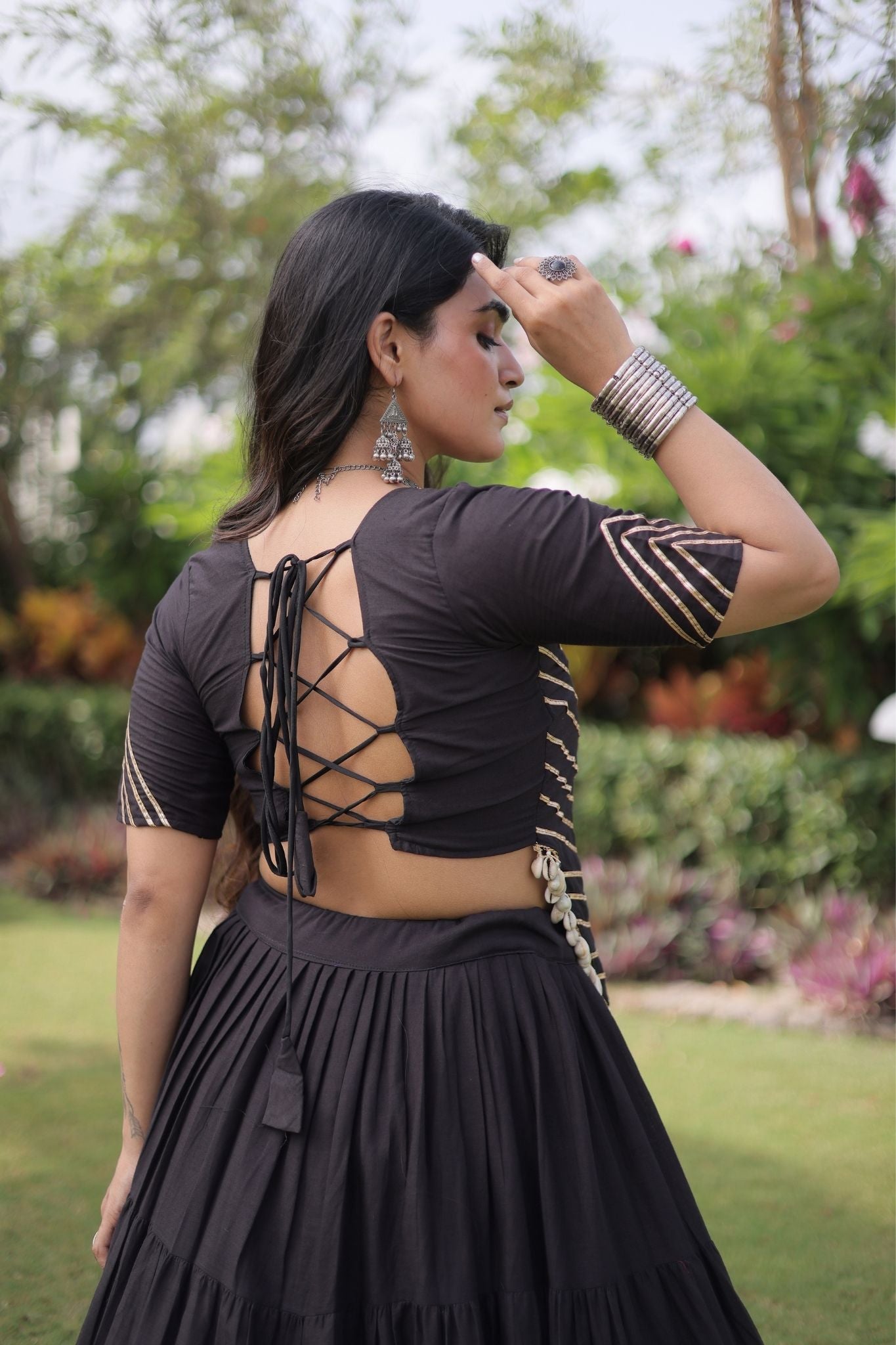 Raasrang Premium Kora Cotton Kutchi Patchwork Navratri Festival Lehenga Choli For Women