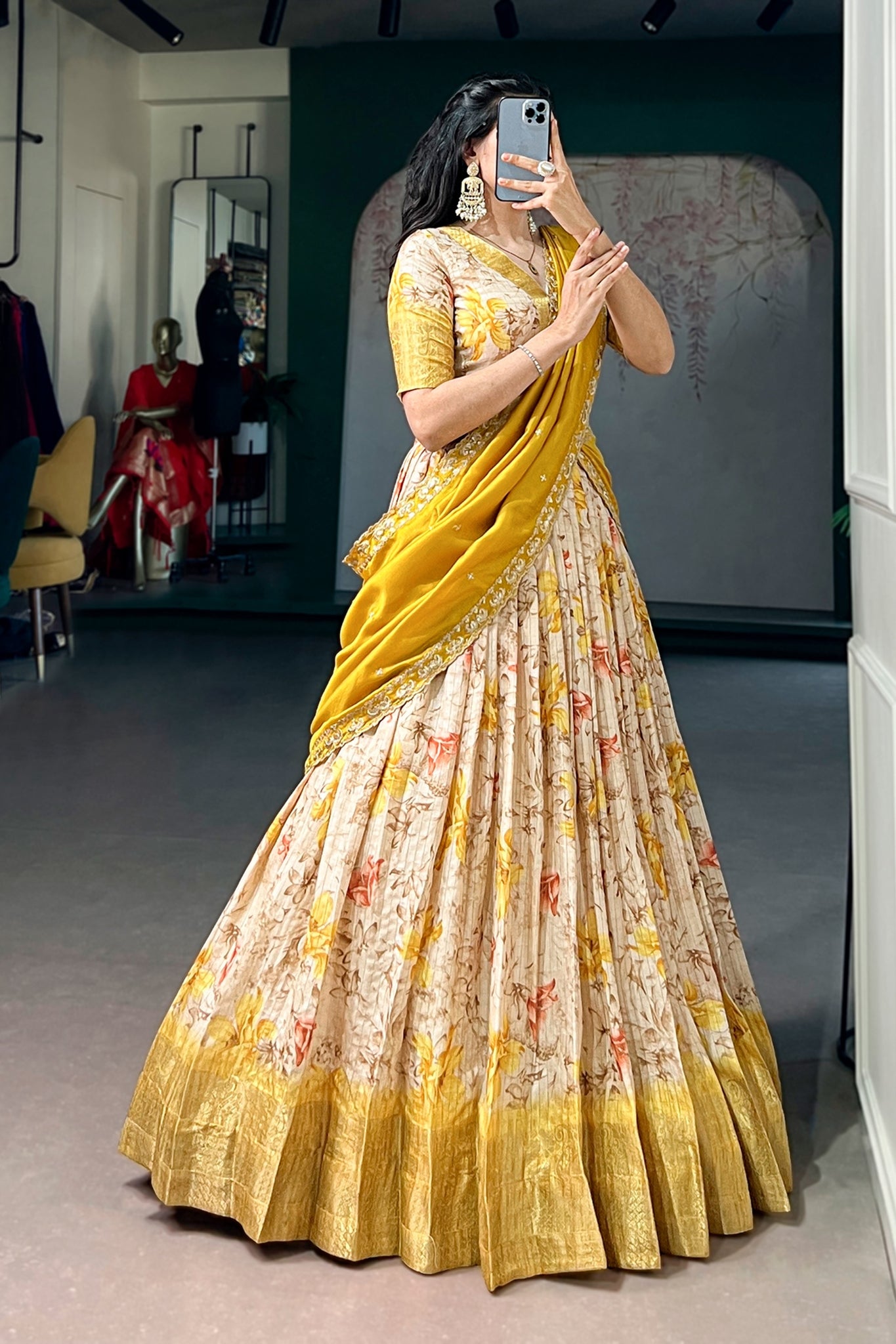 Designer Dola Chex Floral Printed Lehenga Choli For Women