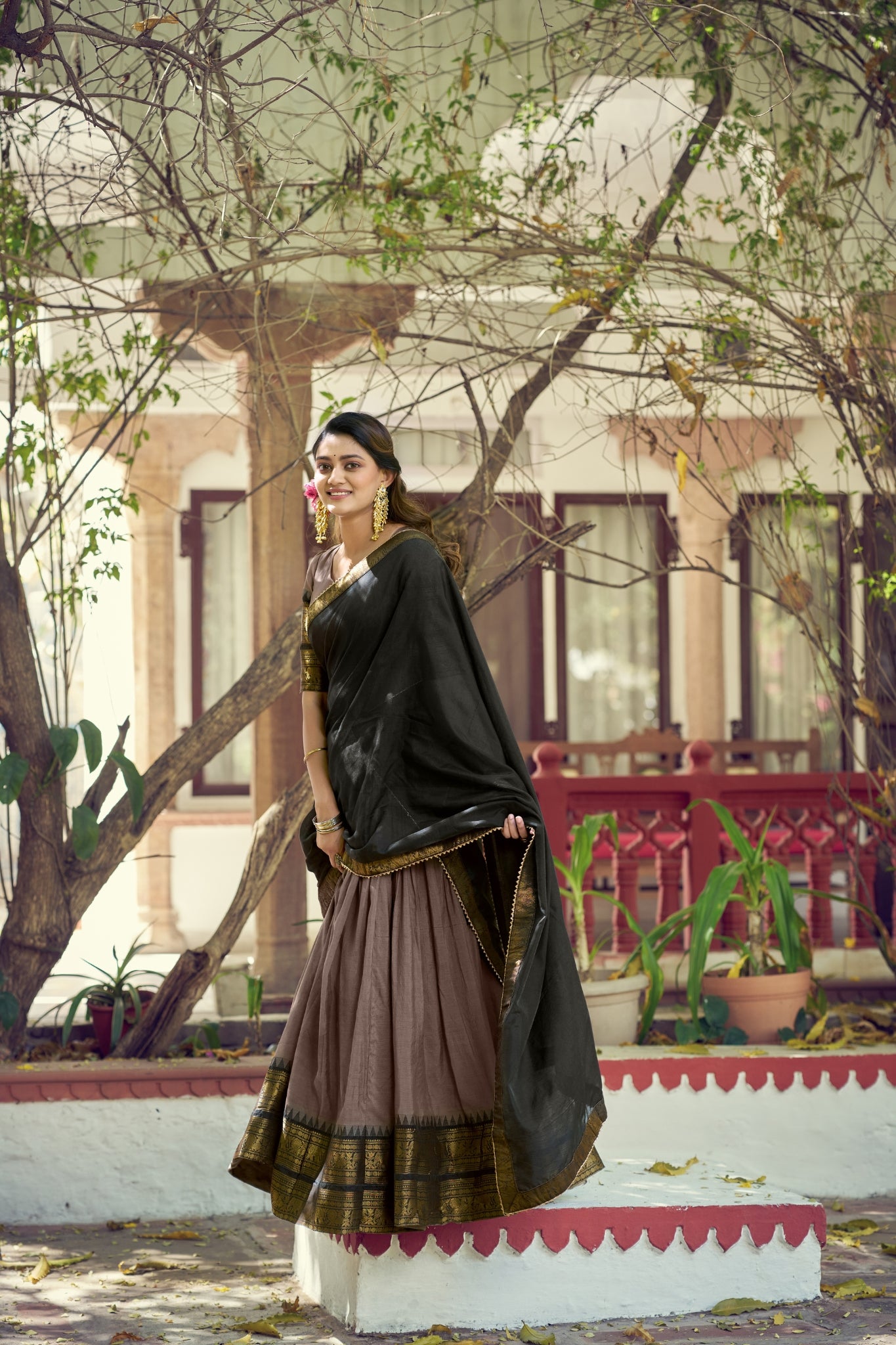 South Indian Traditional Lehenga Choli With Dupatta For Women