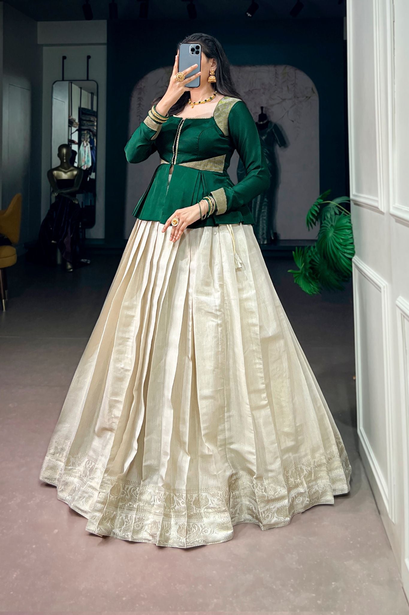 Premium South Indian Style Kanchipuram Lehenga Choli For Women