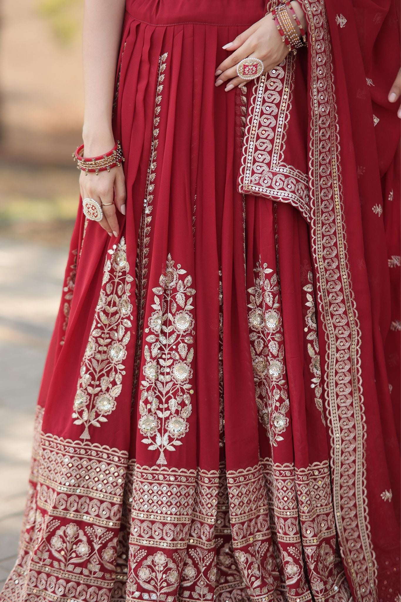 Maroon Georgette Embroidered Work Lehenga Choli