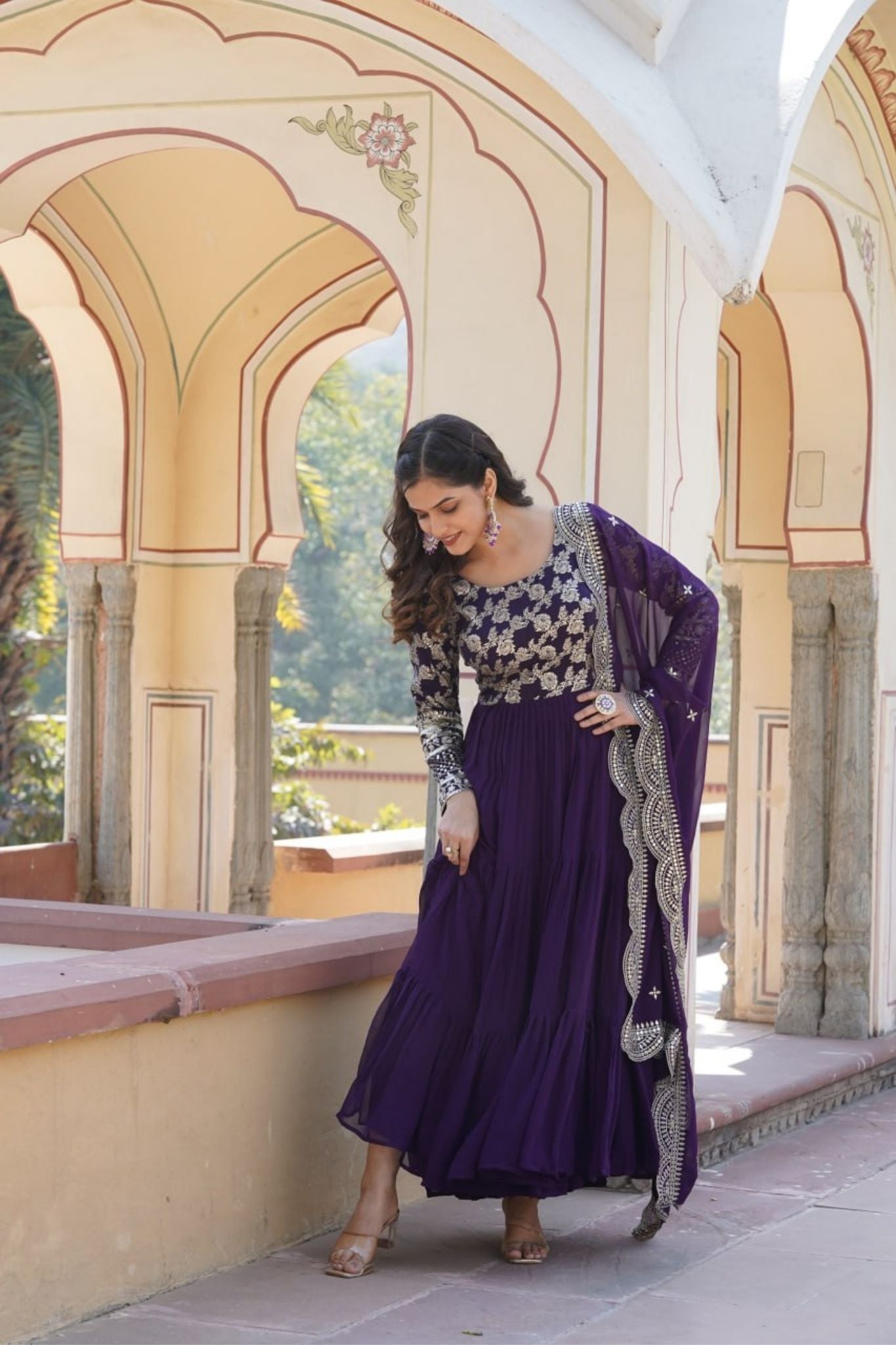 Traditional Elegance Anarkali Gown And Dupatta Set