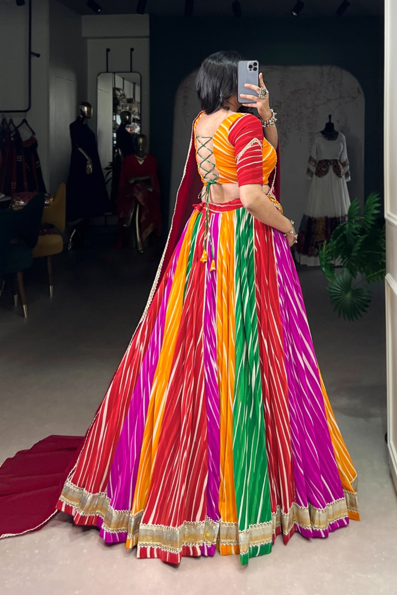 Colorful Tradition Georgette Leheriya Printed Garba Choli