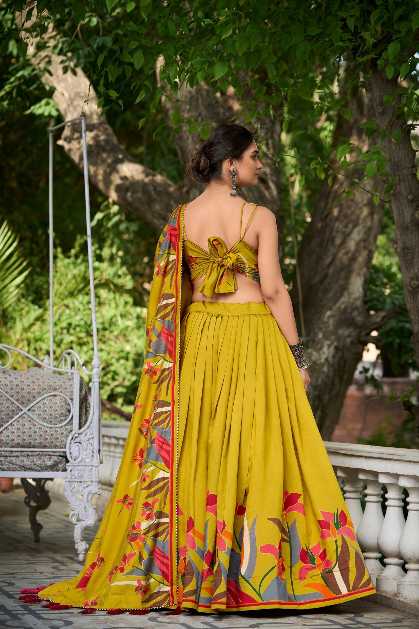 Floral Intricate Print Viscose Chanderi Lehenga Choli