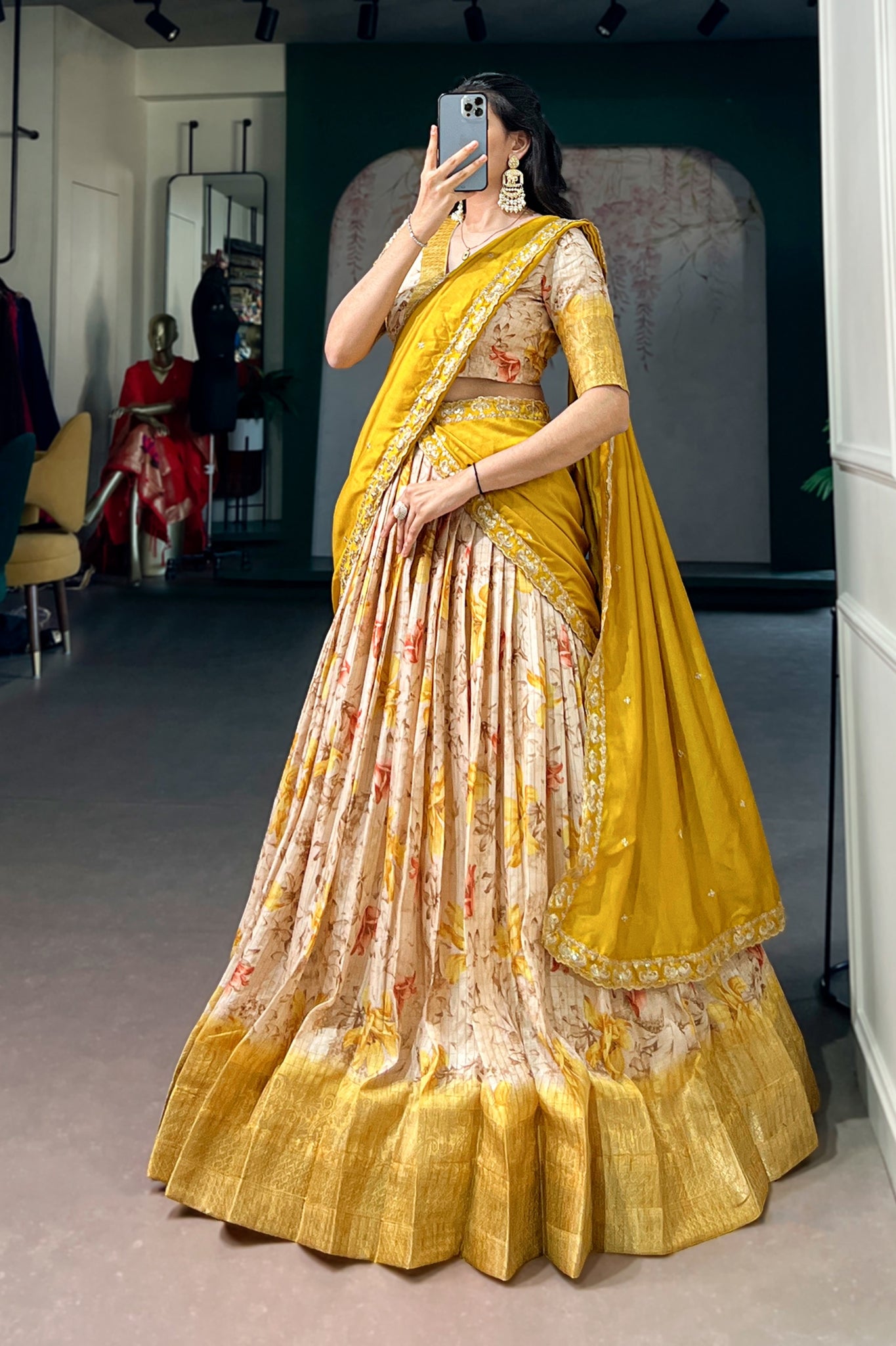 Designer Dola Chex Floral Printed Lehenga Choli For Women