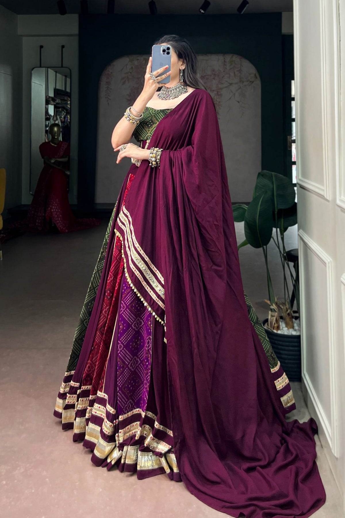 Designer Bandhej Multi Color Navratri Special Lehenga Choli