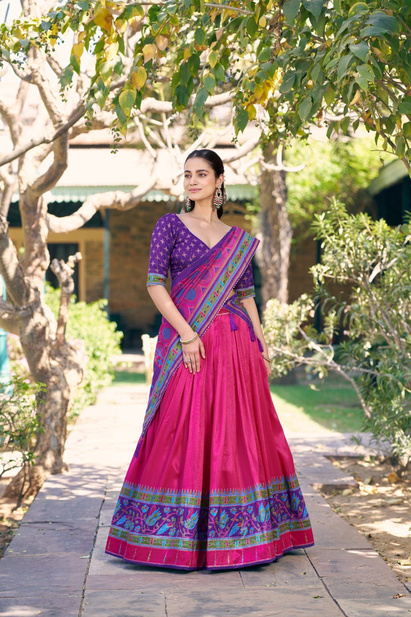 Premium Printed Festive Tasar Silk Lehenga Choli Set For Women