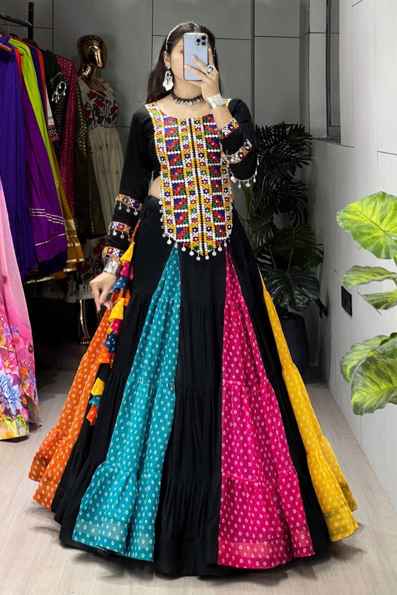 Raasrang Designer Multicolor Navratri Lehenga Choli For Women