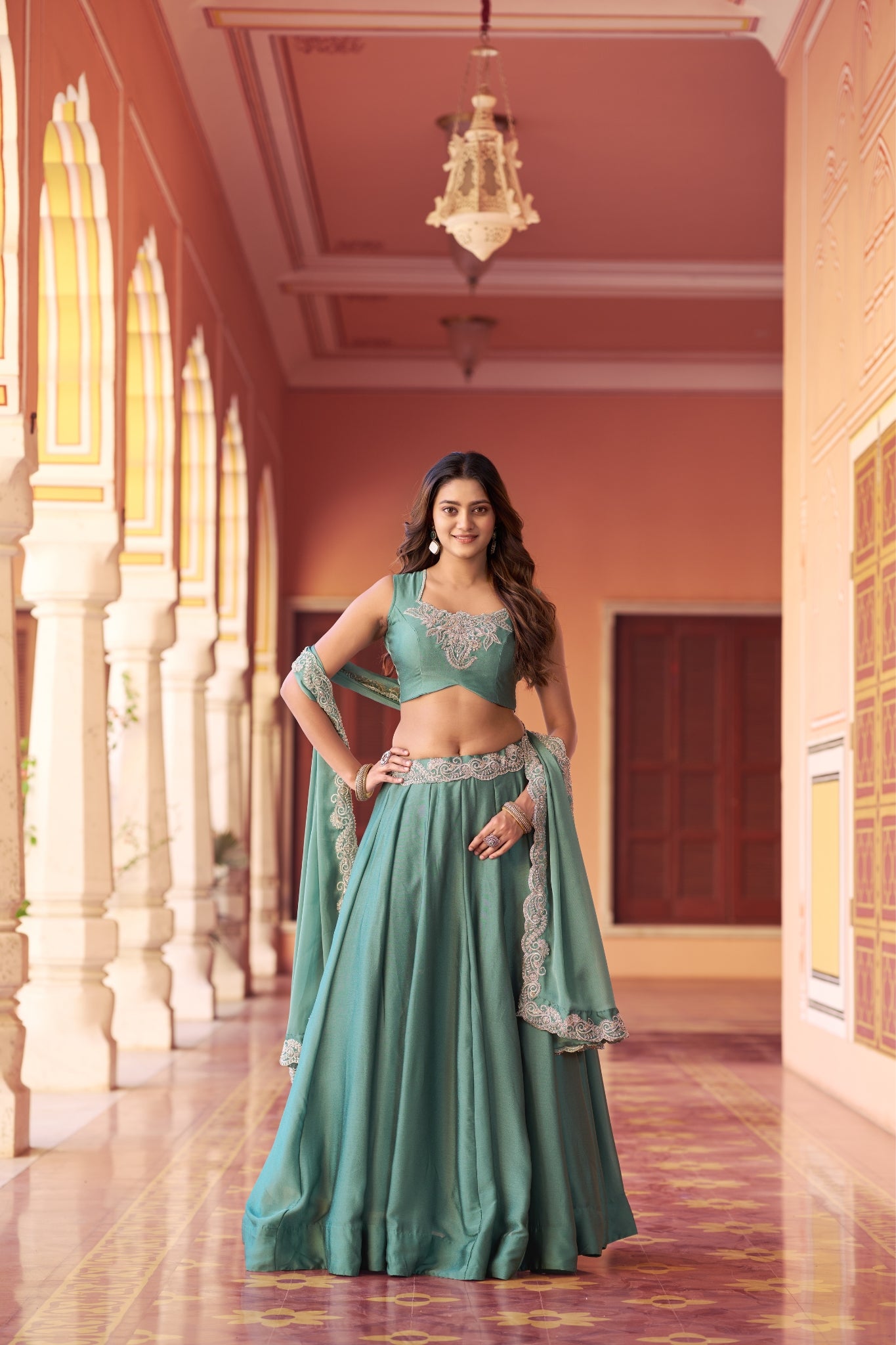 Designer Rangoli Silk Lehenga Choli With Heavy Embroidery And Sequins Work For Wedding Wear