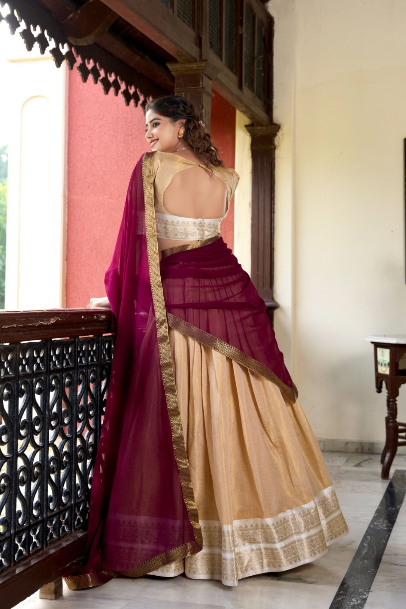 Kanchipuram Zari Weaving Work Lehenga Choli