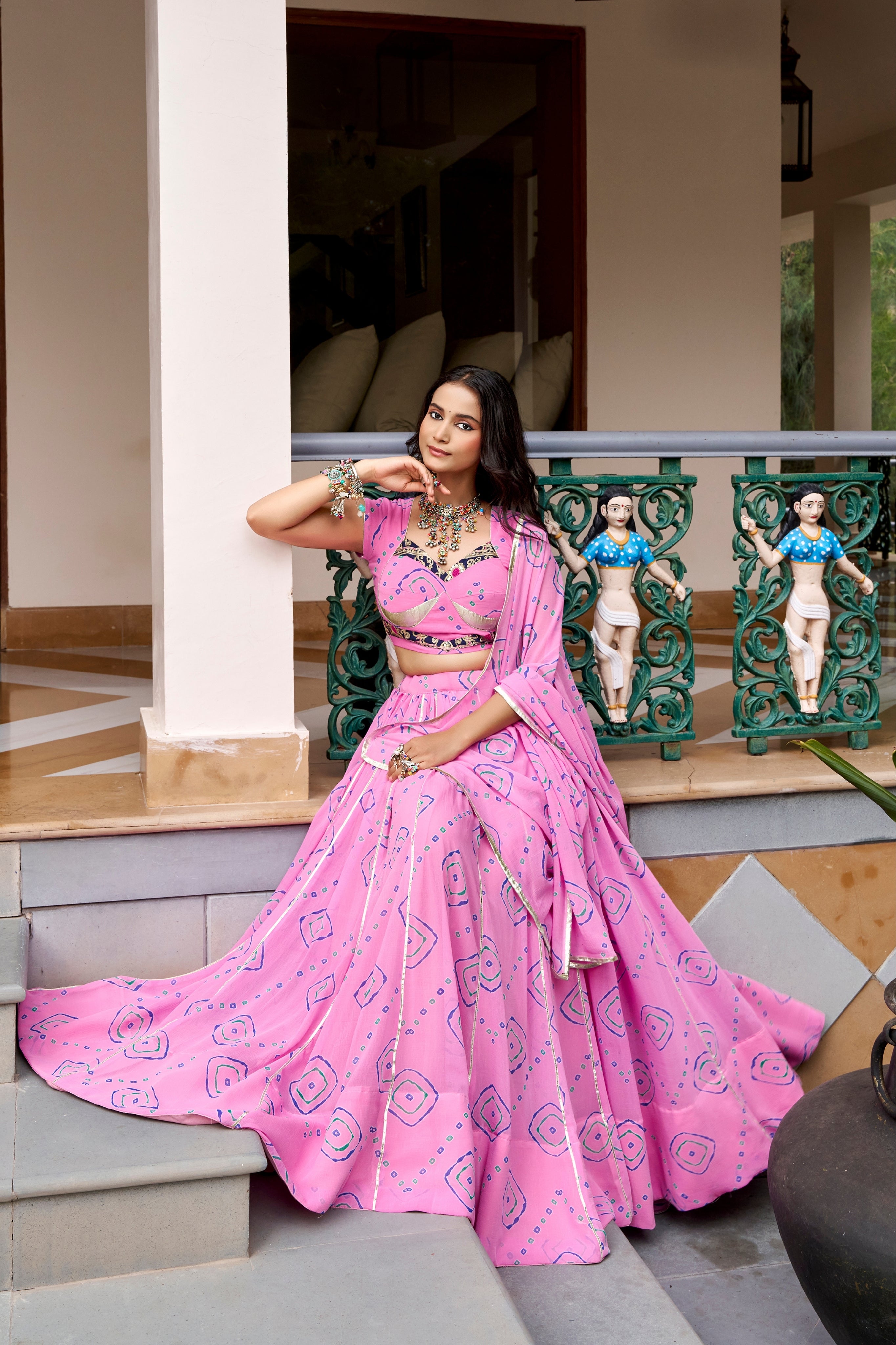 Designer Raasrang Festive Bandhej Printed Beautiful Lehenga Choli