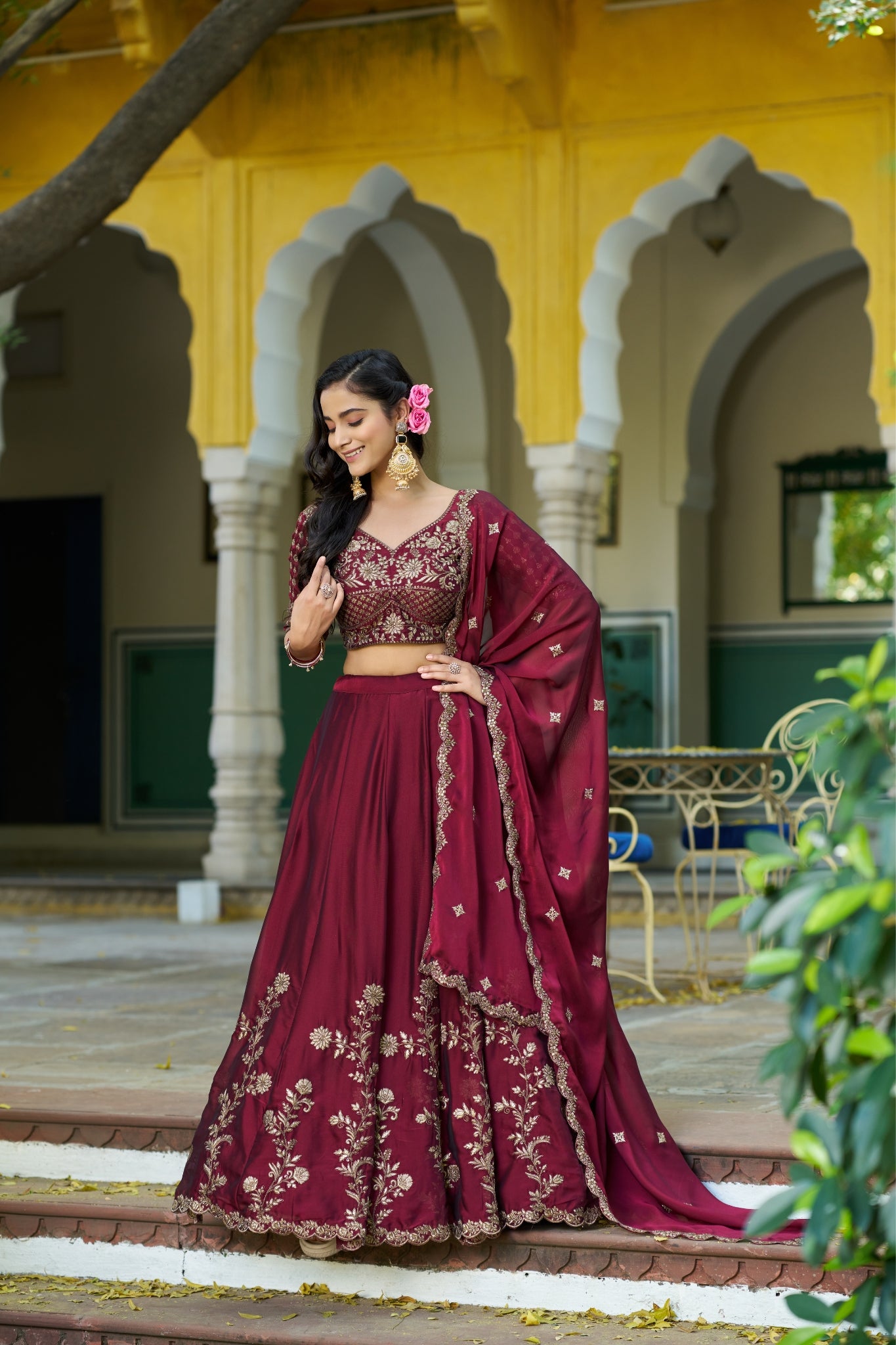 Orange Color Rangoli Silk Sequins And Thread Embroidery Work Lehenga Choli For Woman
