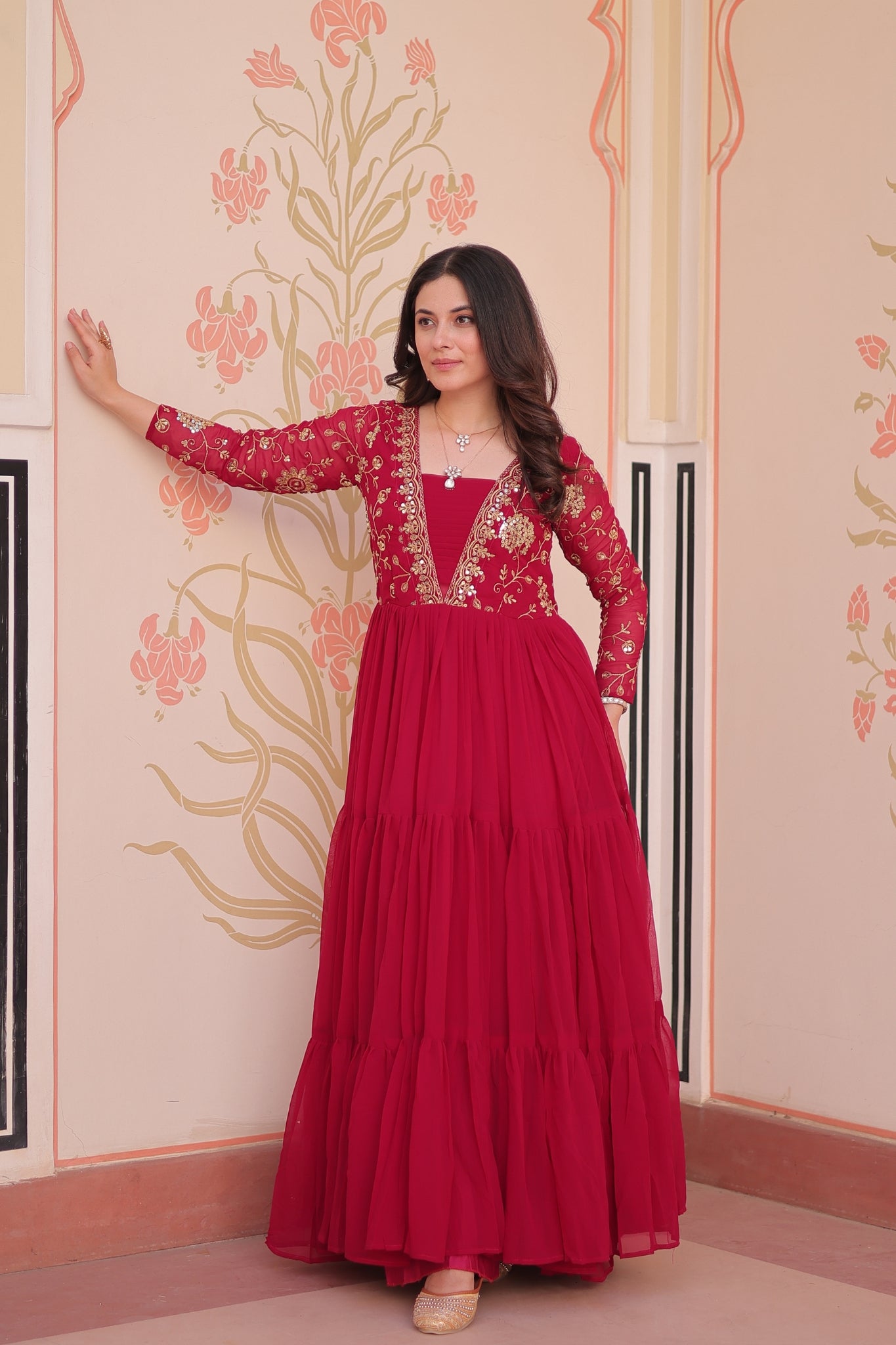 Sequins Zari Embroidered Work Wedding Designer Gown