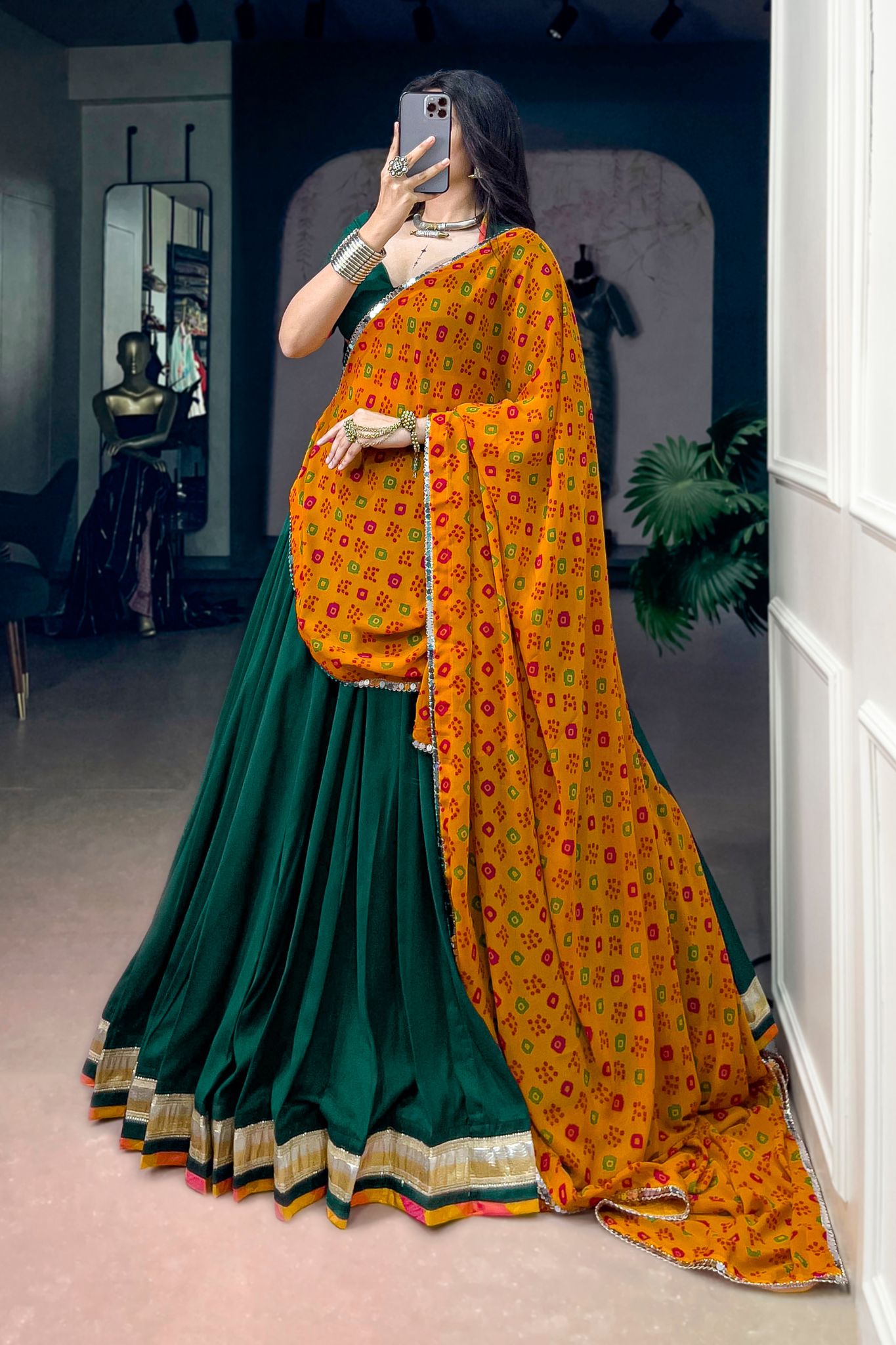 Raasrang Navratri Designer Soft Chinon Lehenga Choli With Bandhani Print Georgette Dupatta