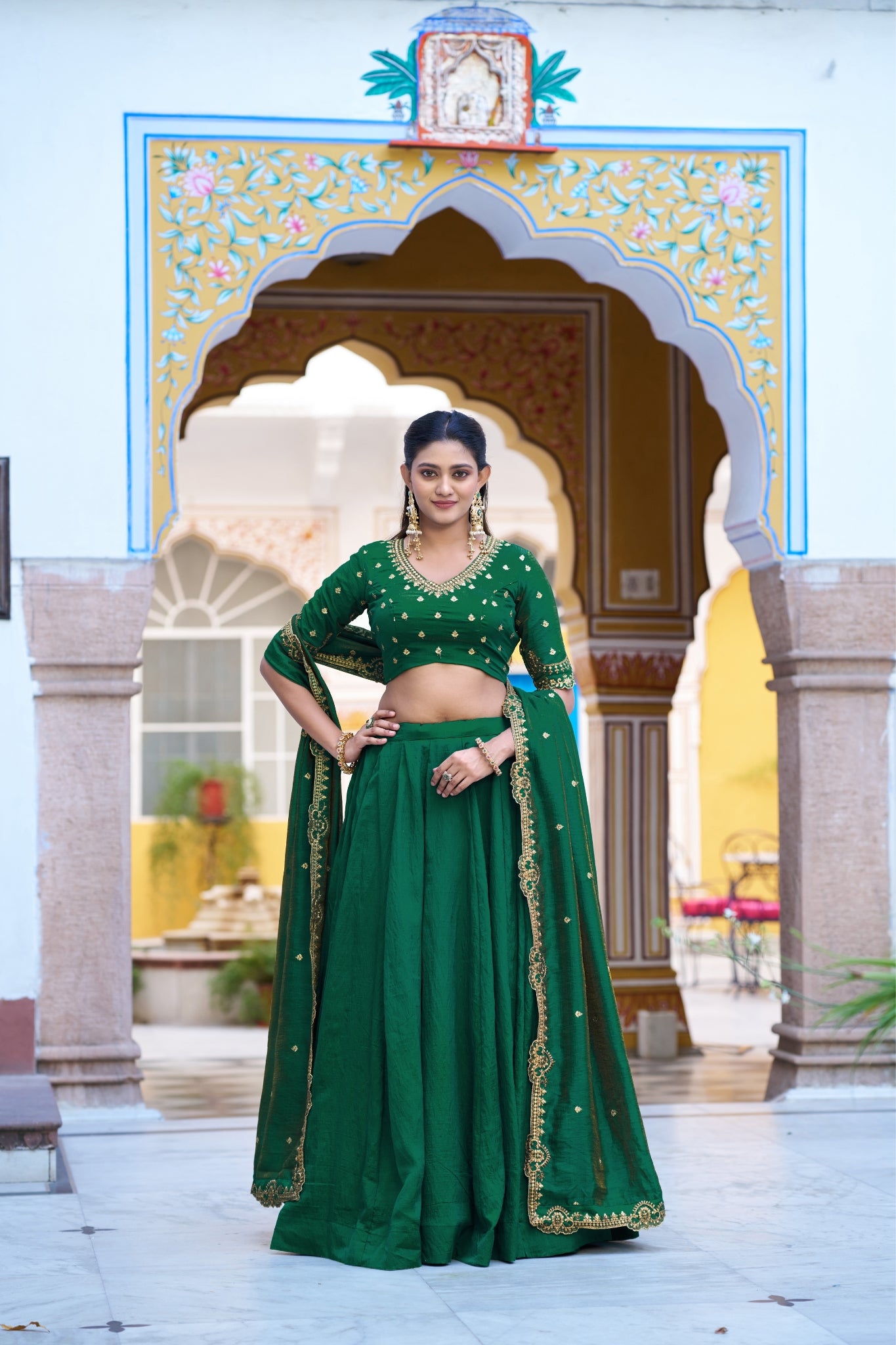 Designer Silk Lehenga Choli For Women With Sequins Thread Embroidery Dupatta