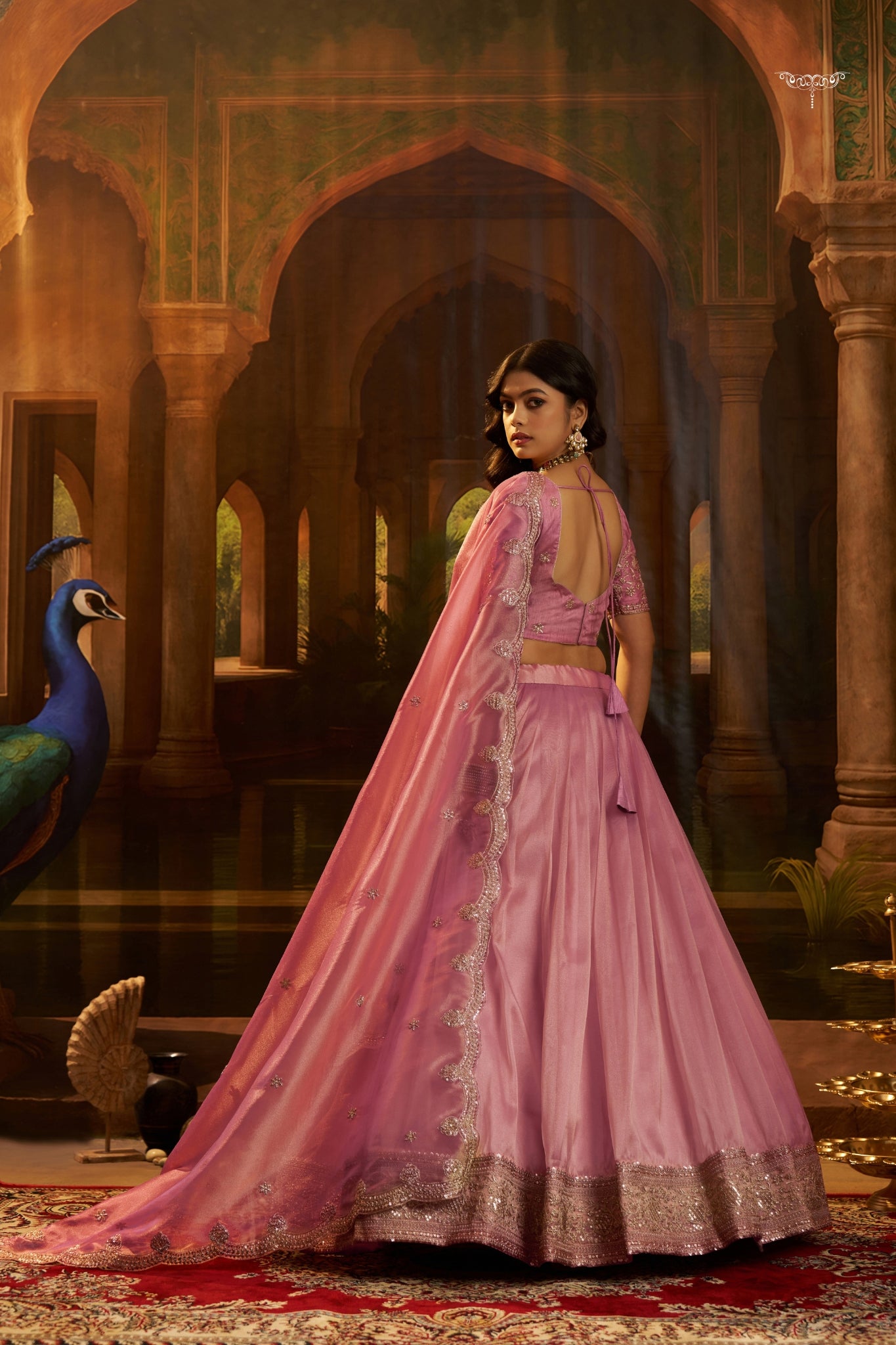 Premium Pink Hiranya Silk Lehenga Set Featuring Art Silk Blouse And Detailed Embroidered Dupatta