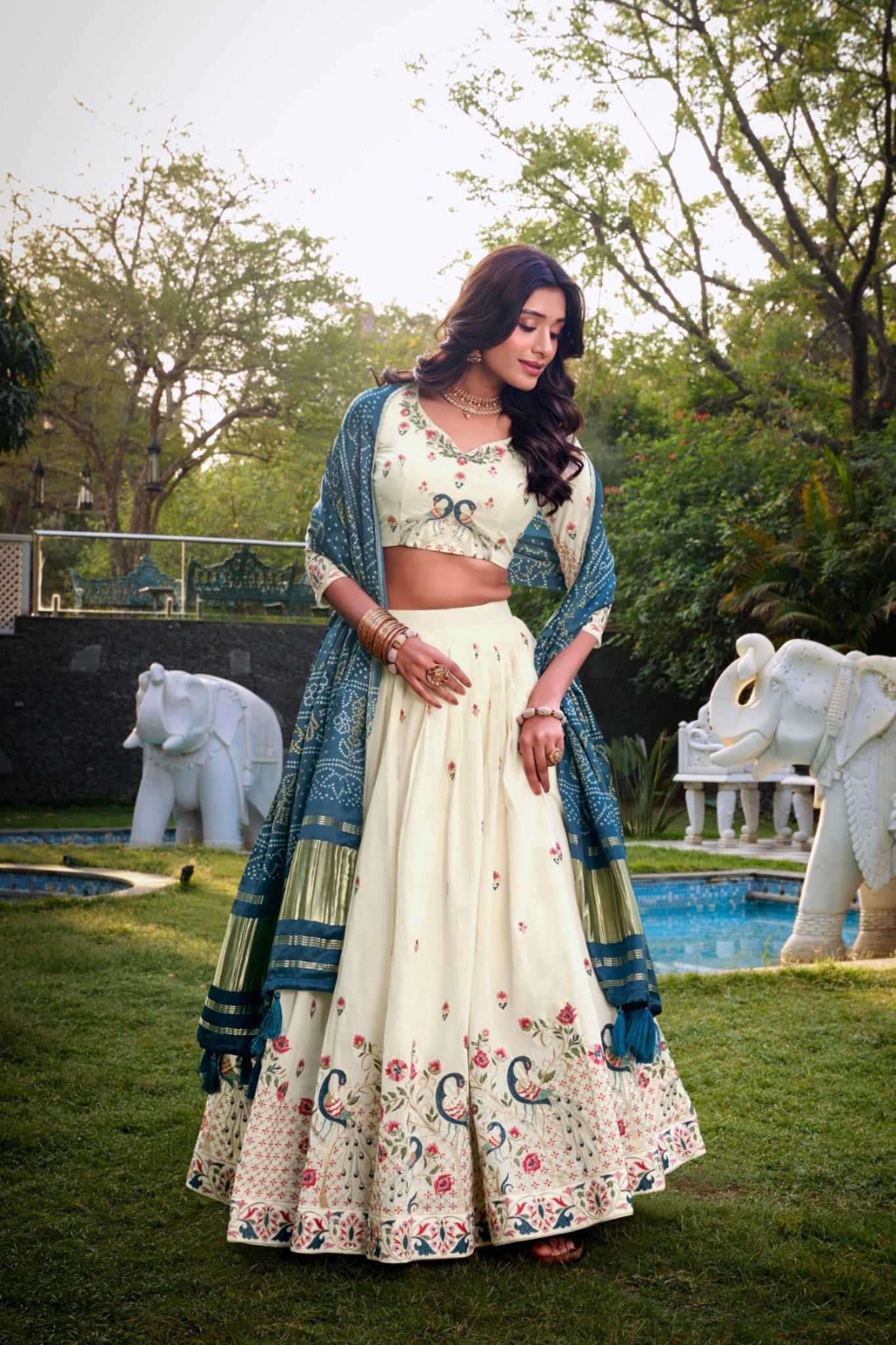 Beautiful Peacock Designer Sequins Thread Embroidered Work Traditional Lehenga Choli