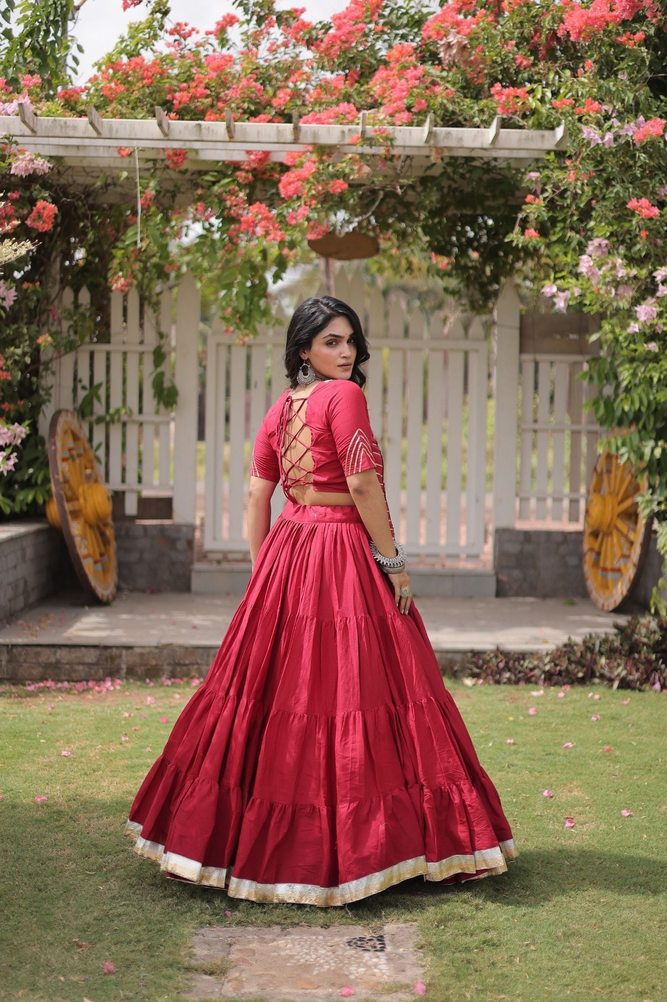 Raasrang Premium Kora Cotton Kutchi Patchwork Navratri Festival Lehenga Choli For Women