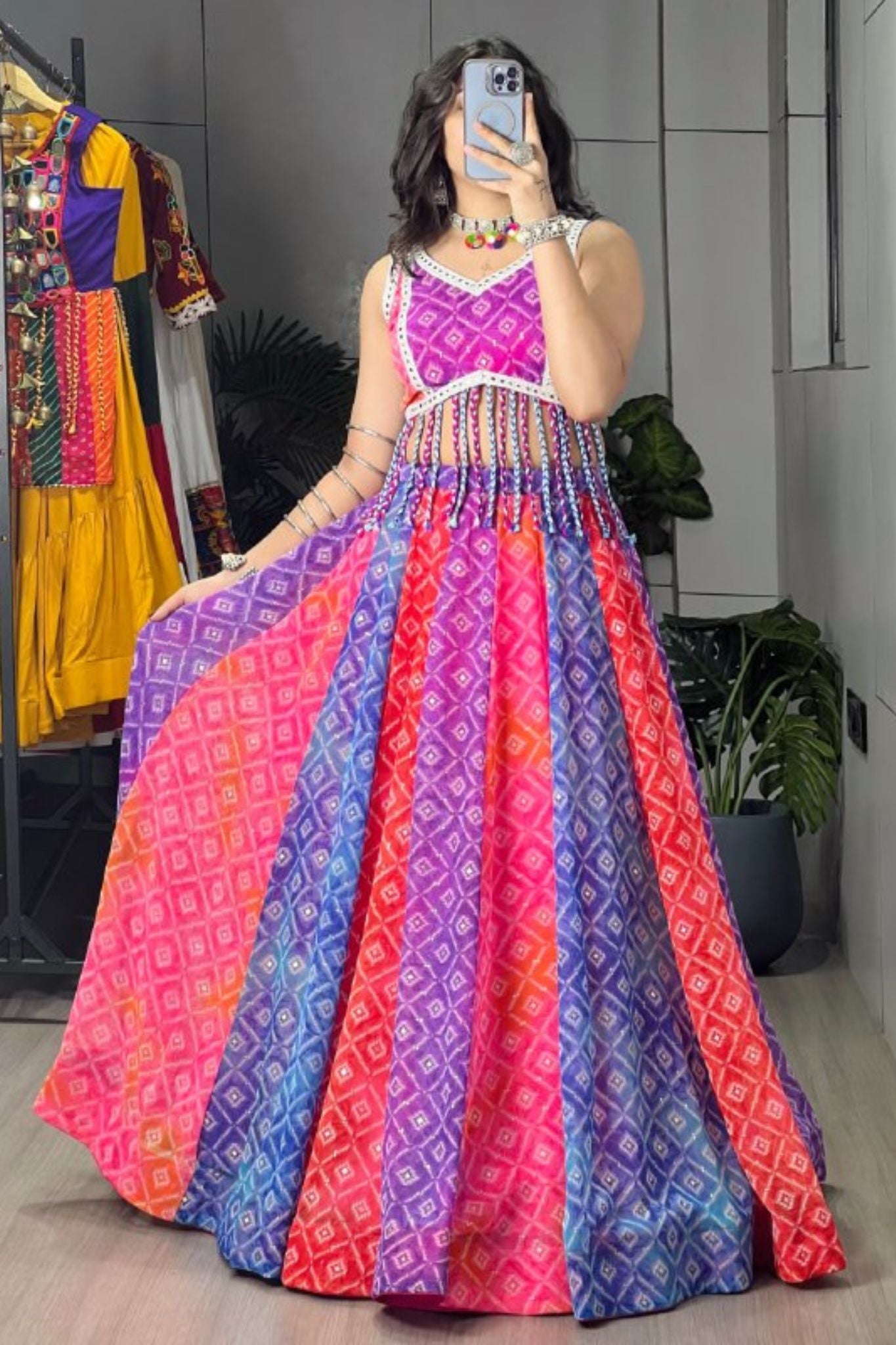 Raasrang Multicolor Foil Print Navratri Designer Lehenga Choli