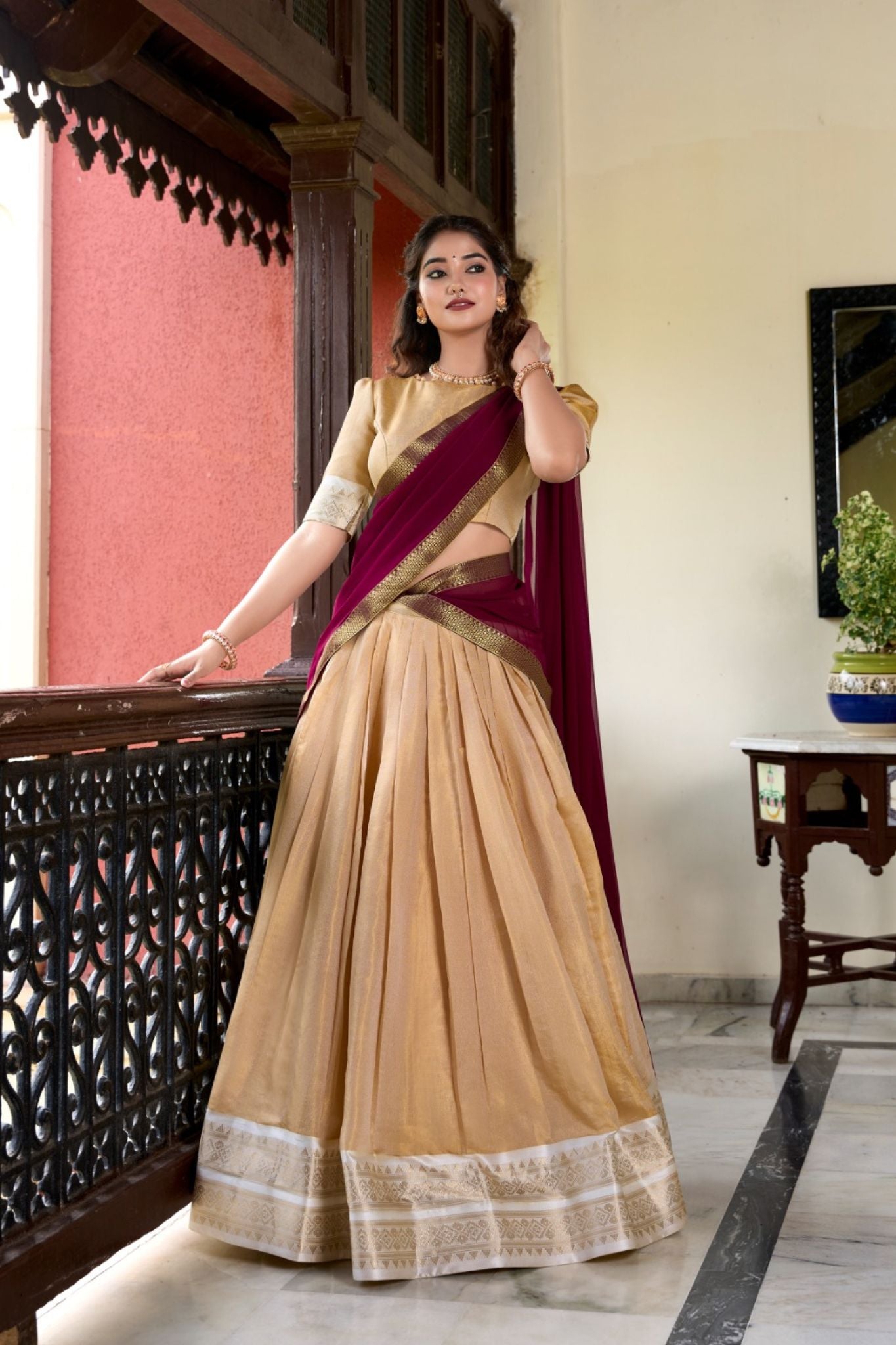 Kanchipuram Zari Weaving Work Lehenga Choli