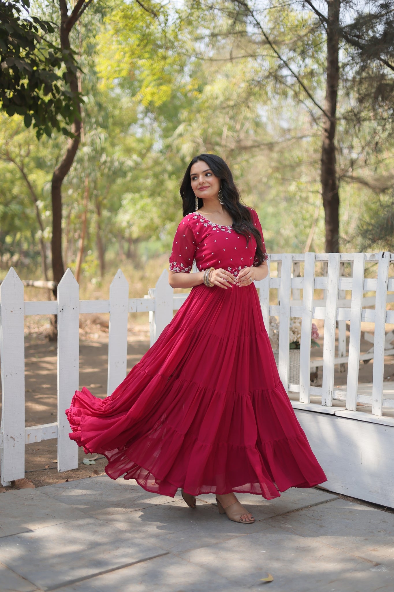 Stunning Beads Embroidery Work Beautiful Gown