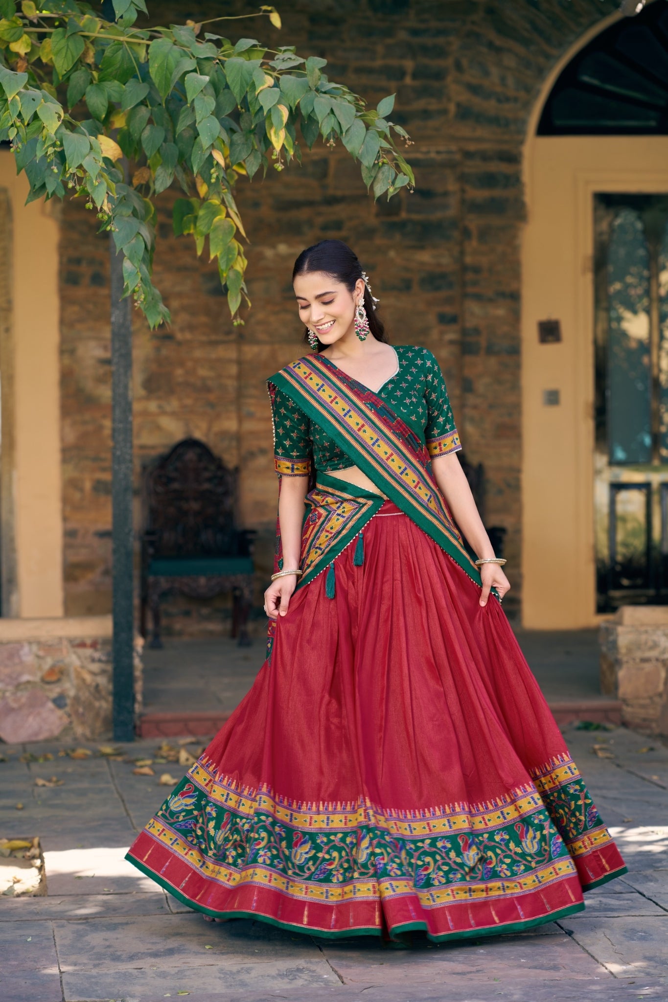 Premium Printed Festive Tasar Silk Lehenga Choli Set For Women