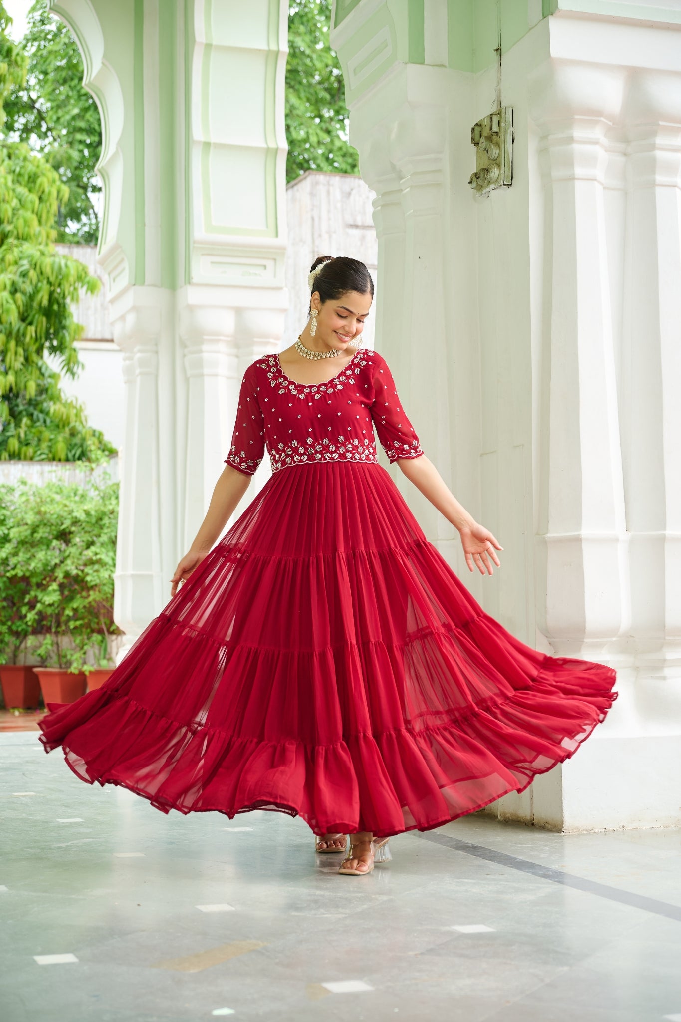 Stunning Beads Embroidery Work Beautiful Gown